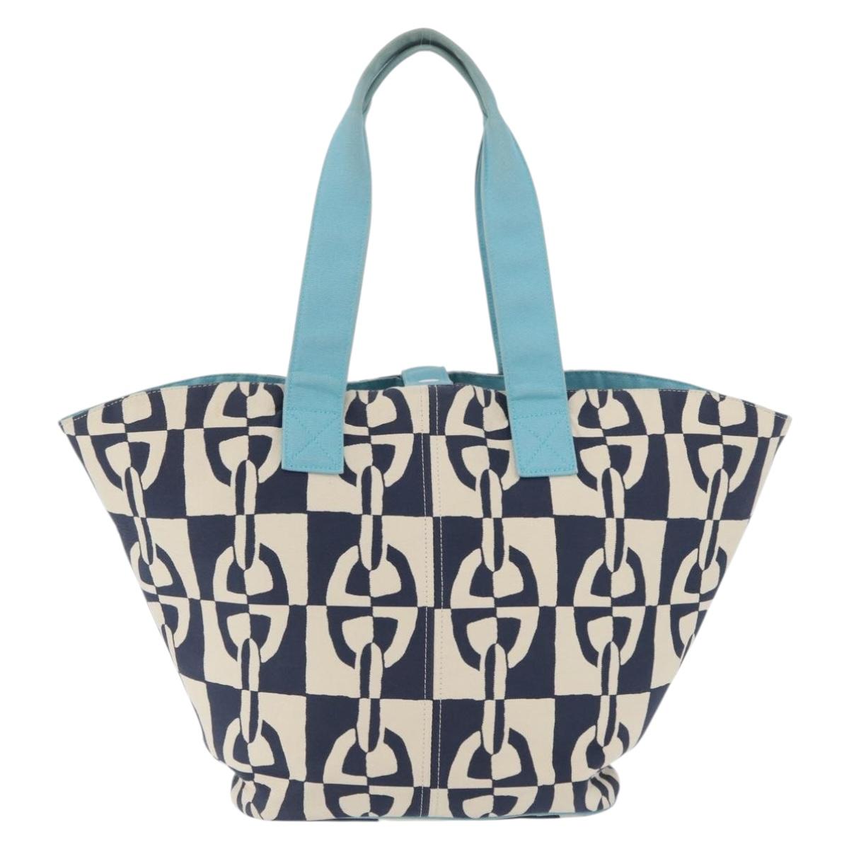 HERMES Panier Plage PM Tote Bag Canvas Navy Auth 172409