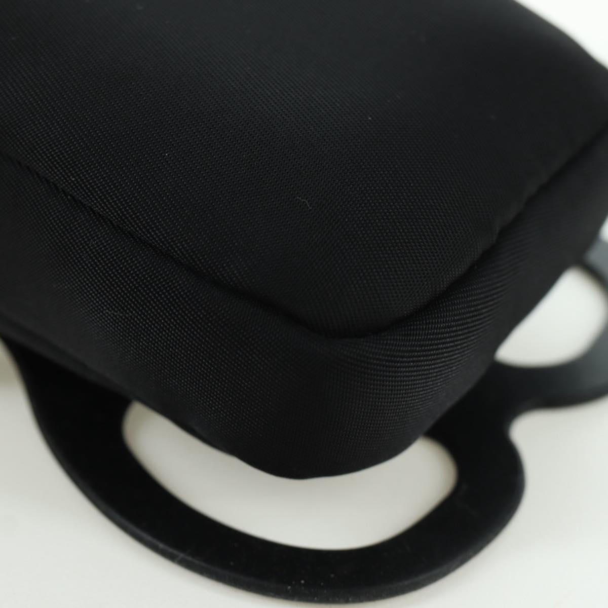 PRADA Phone Holder Pouch Nylon Black Silver Auth 172423M