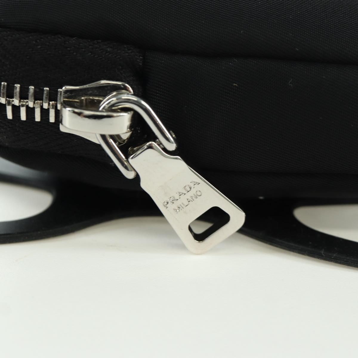 PRADA Phone Holder Pouch Nylon Black Silver Auth 172423M