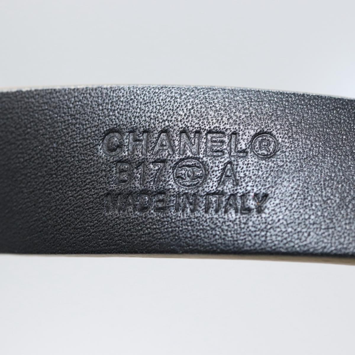 CHANEL Belt Leather 33.5"" Gold CC Auth 172424A