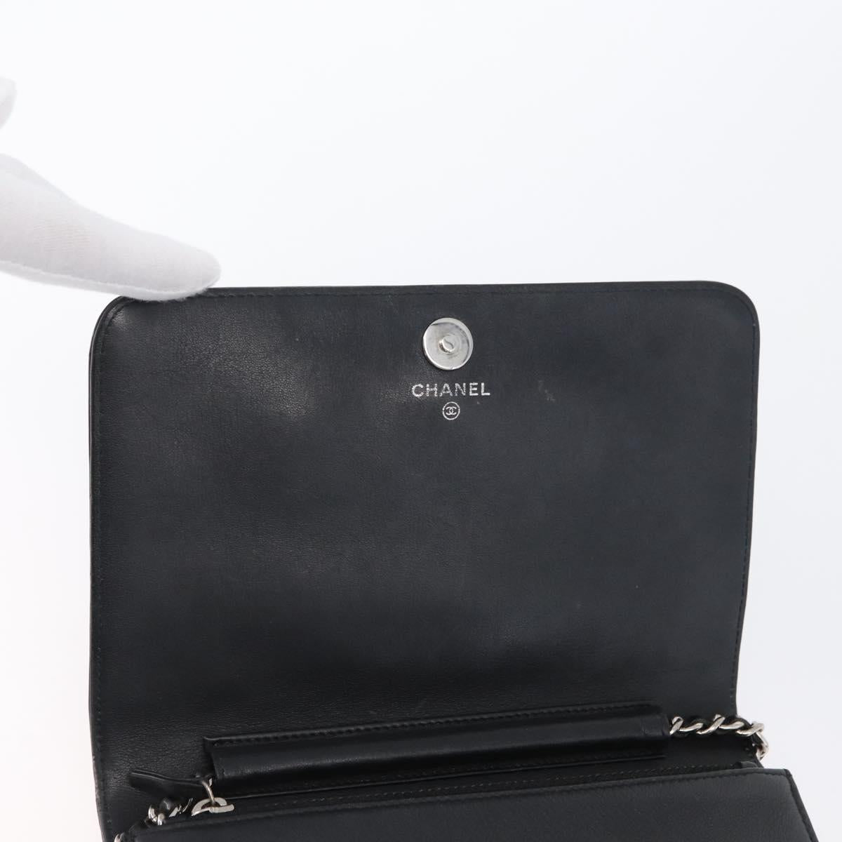 CHANEL COCO Mark Chain Shoulder Bag Patent Black Silver CC Auth 172433SAV