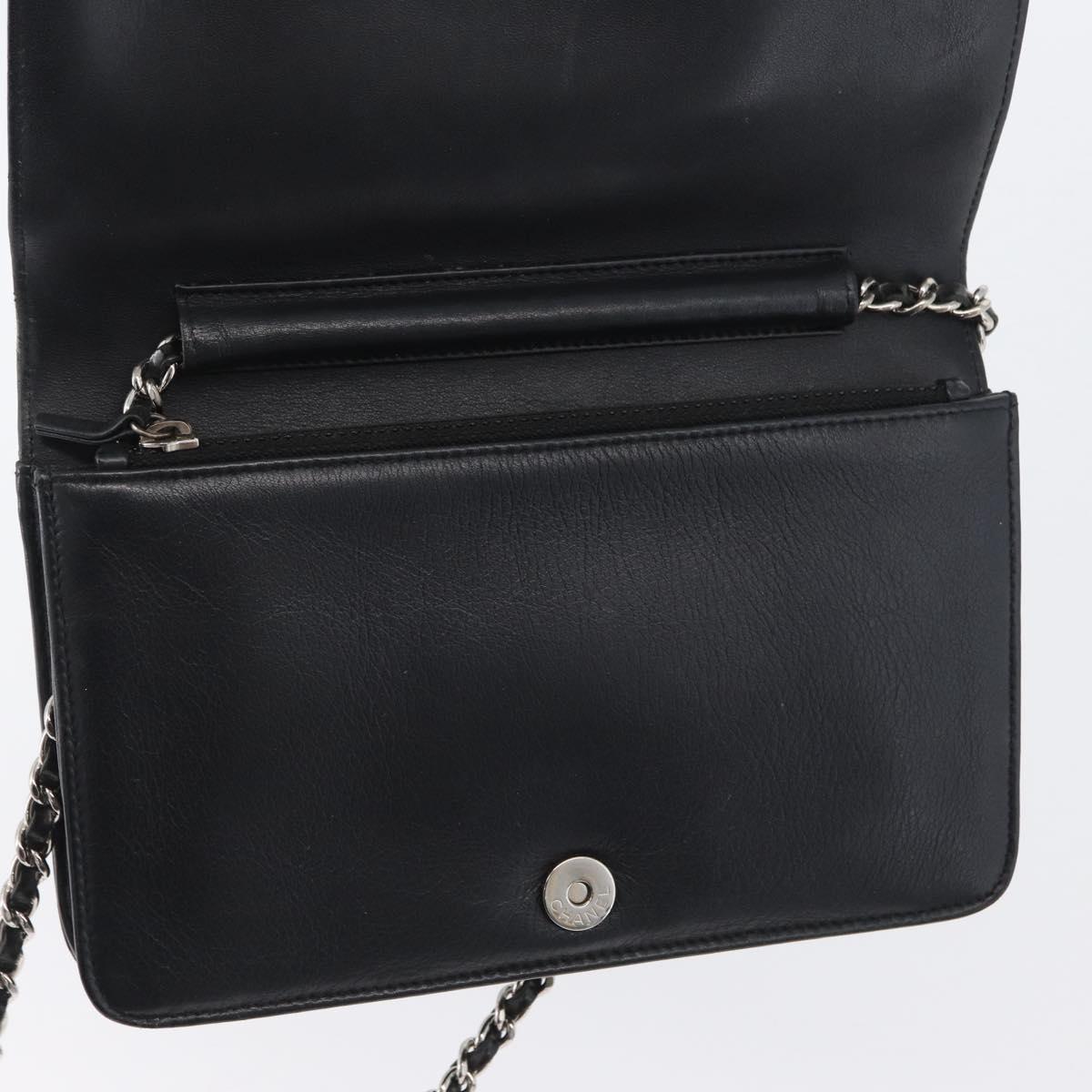 CHANEL COCO Mark Chain Shoulder Bag Patent Black Silver CC Auth 172433SAV