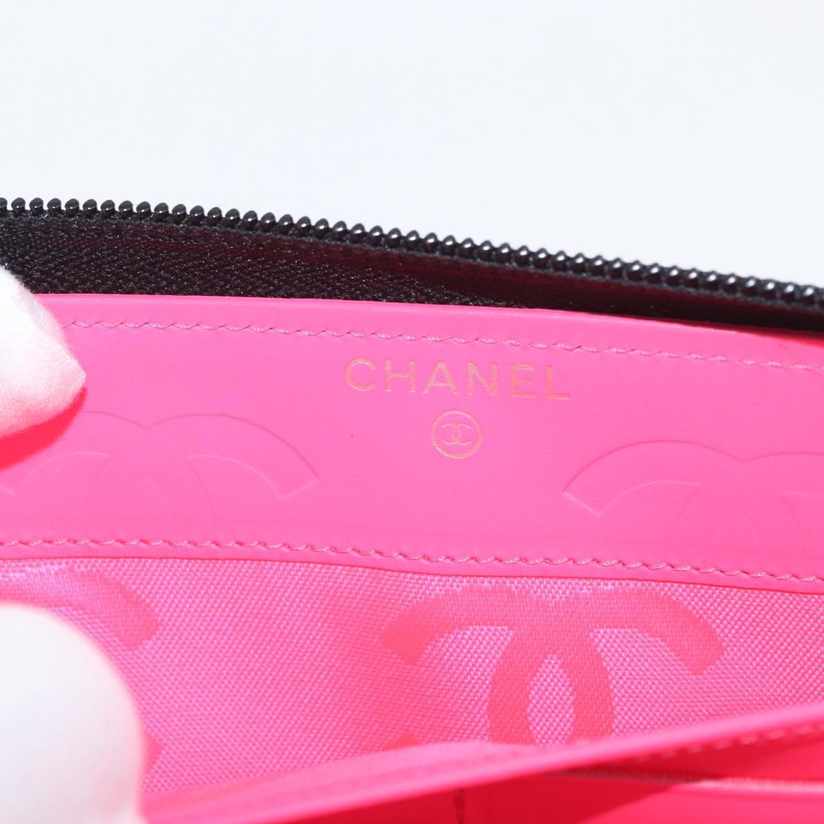 CHANEL Matelasse Cambon Line Long Wallet Leather Black Silver CC Auth 172434SAV