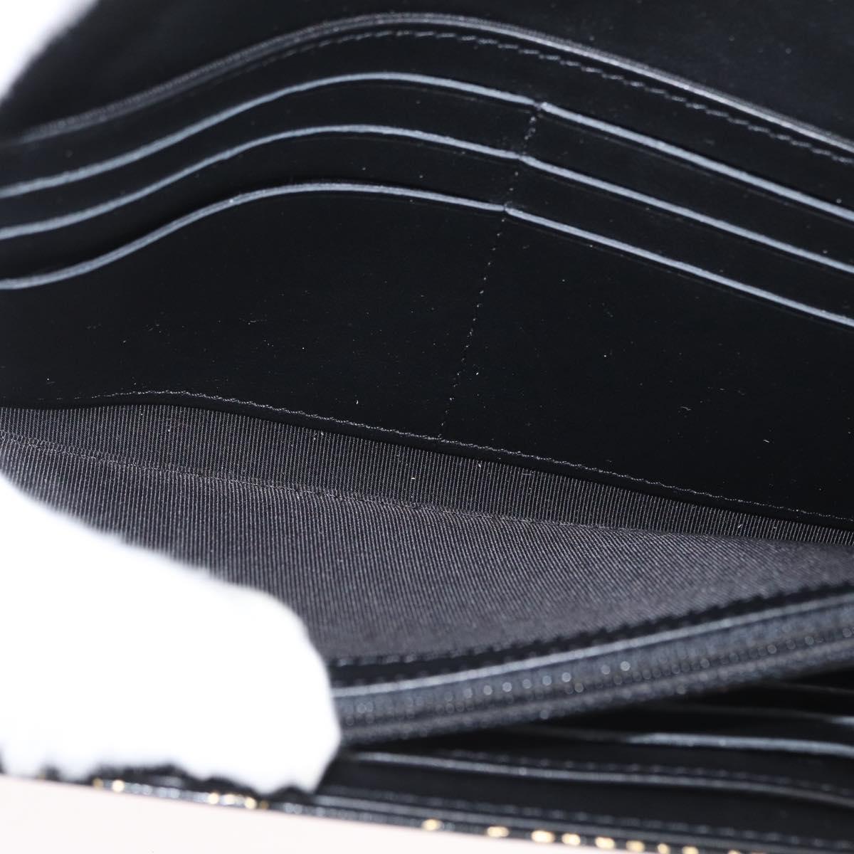 CHANEL 2.55 Long Wallet Croco Embossed Black Gold CC Auth 172450SAV