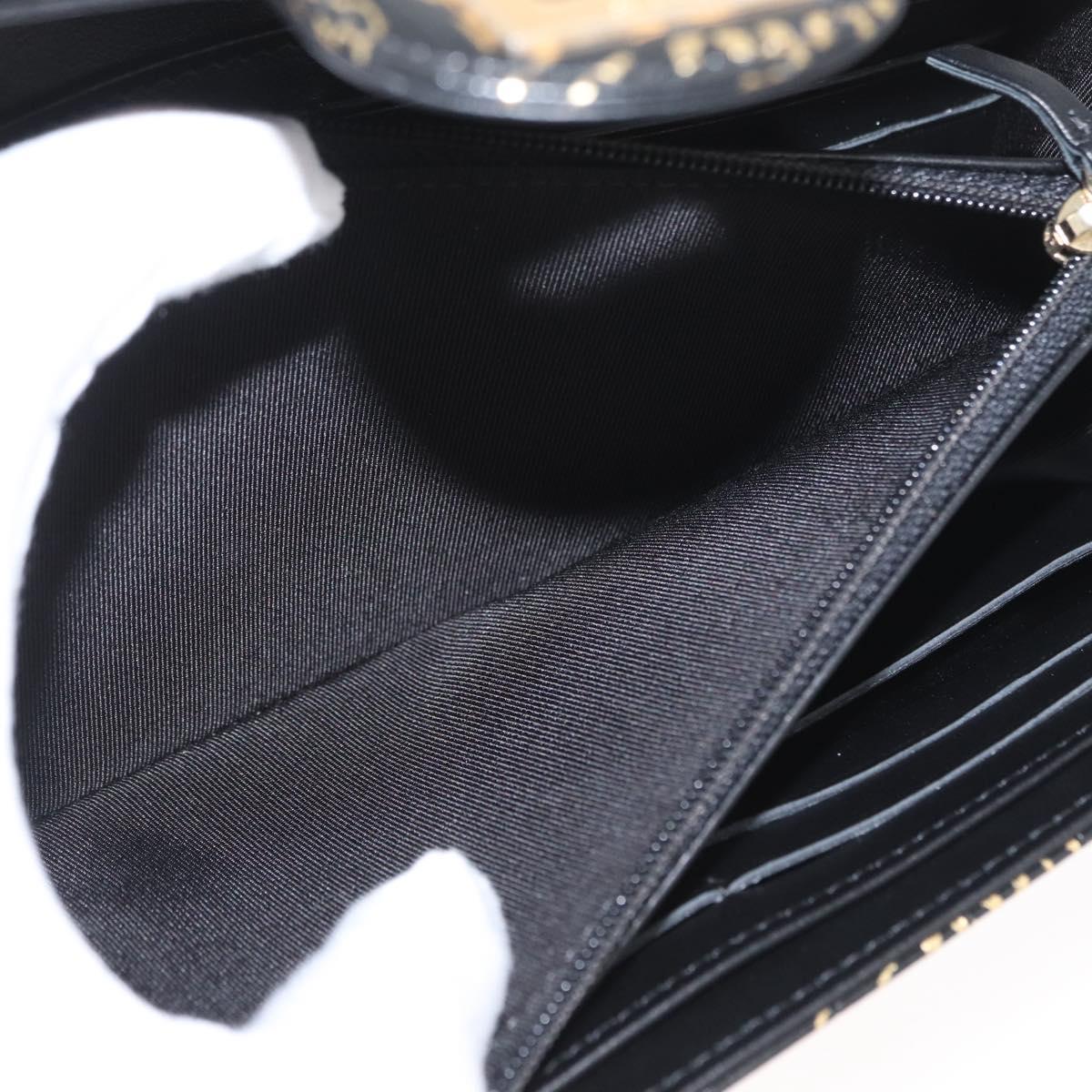 CHANEL 2.55 Long Wallet Croco Embossed Black Gold CC Auth 172450SAV