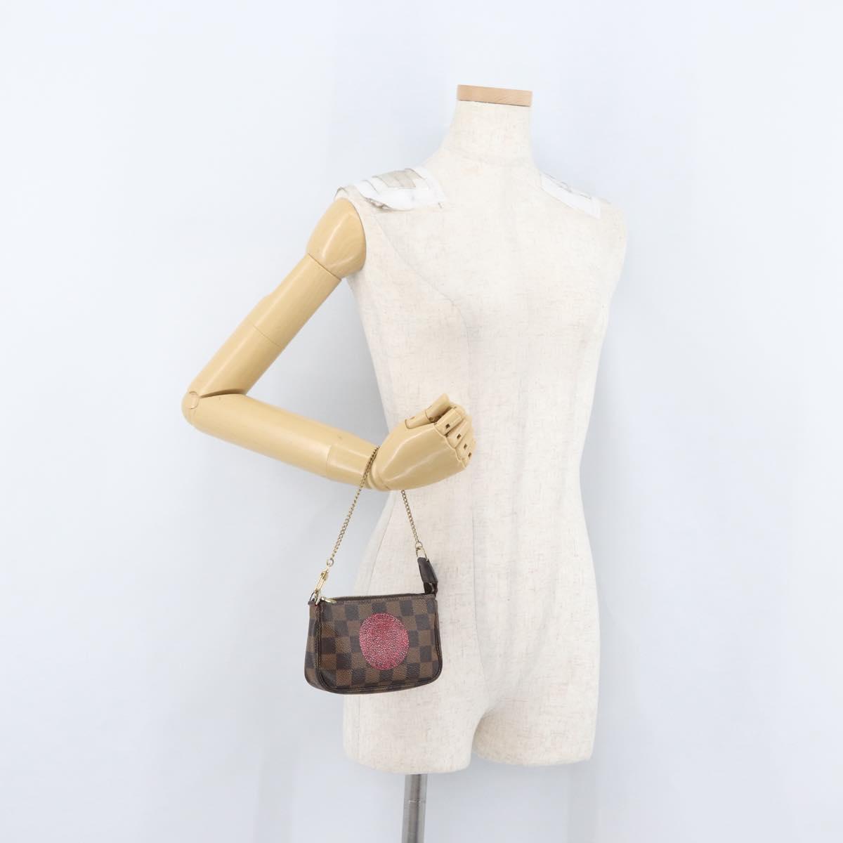 LOUIS VUITTON Damier Ebene T&B Mini Pochette Pouch N58011 Auth 172452A