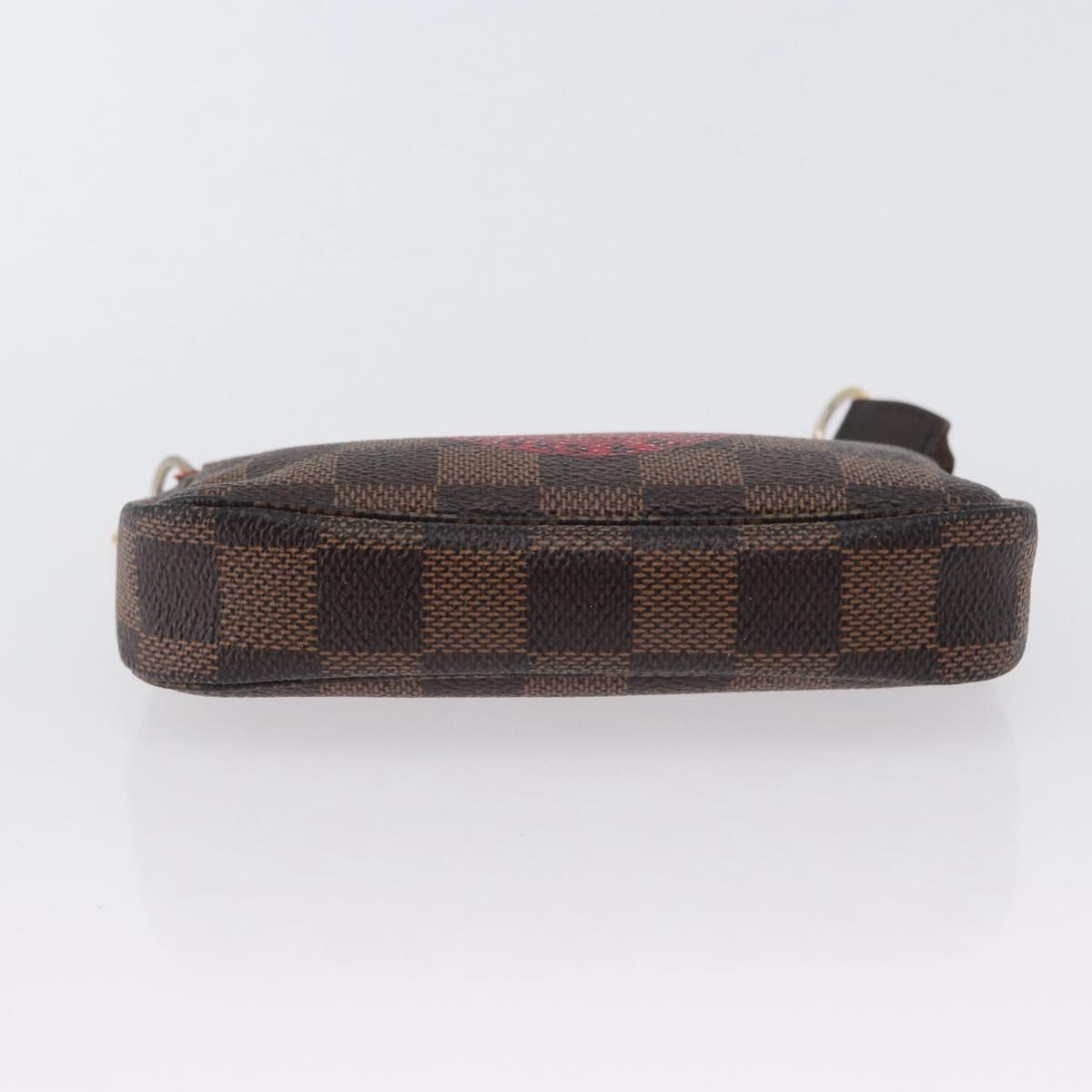 LOUIS VUITTON Damier Ebene T&B Mini Pochette Pouch N58011 Auth 172452A