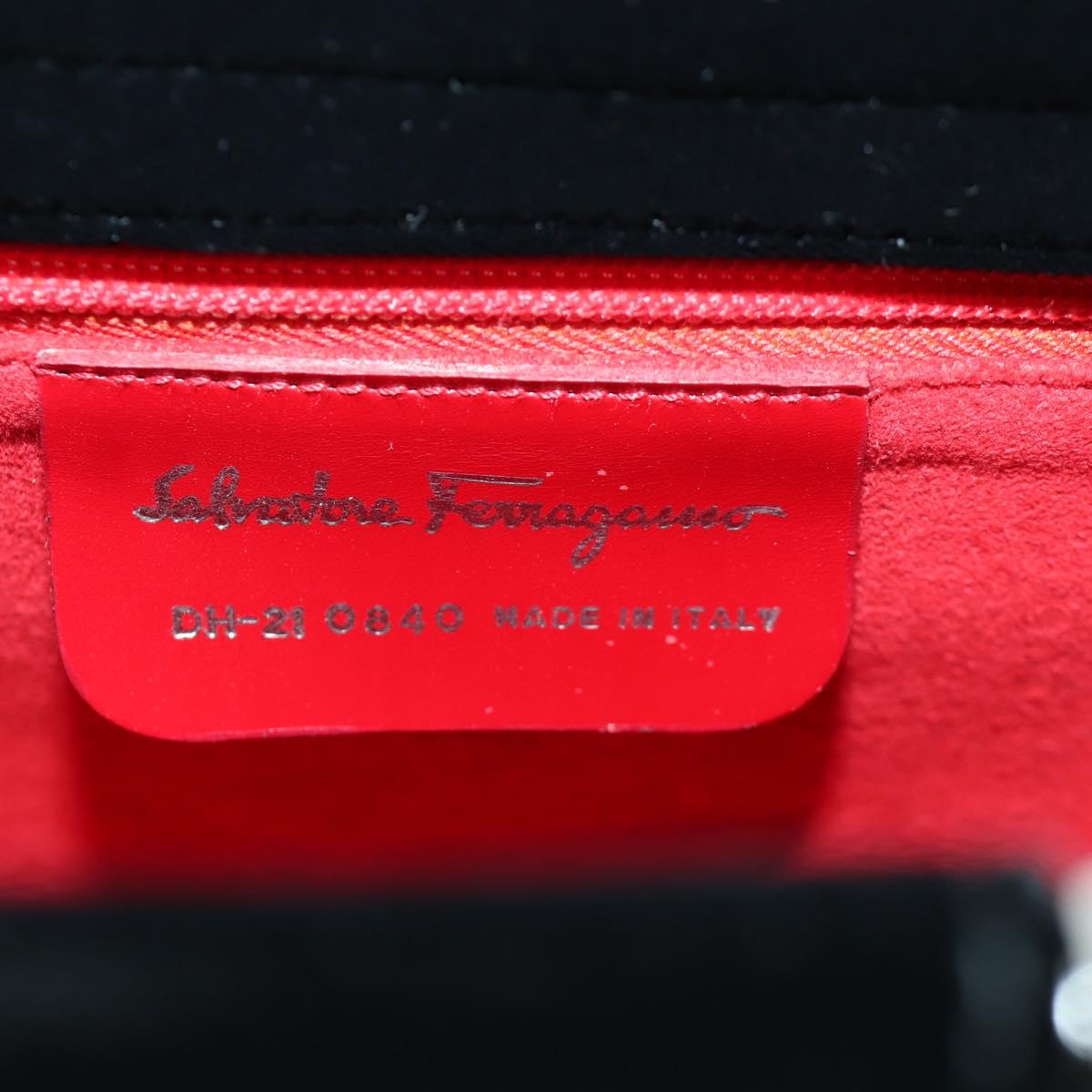 Salvatore Ferragamo beads Hand Bag Velor Black Silver Auth 172459V