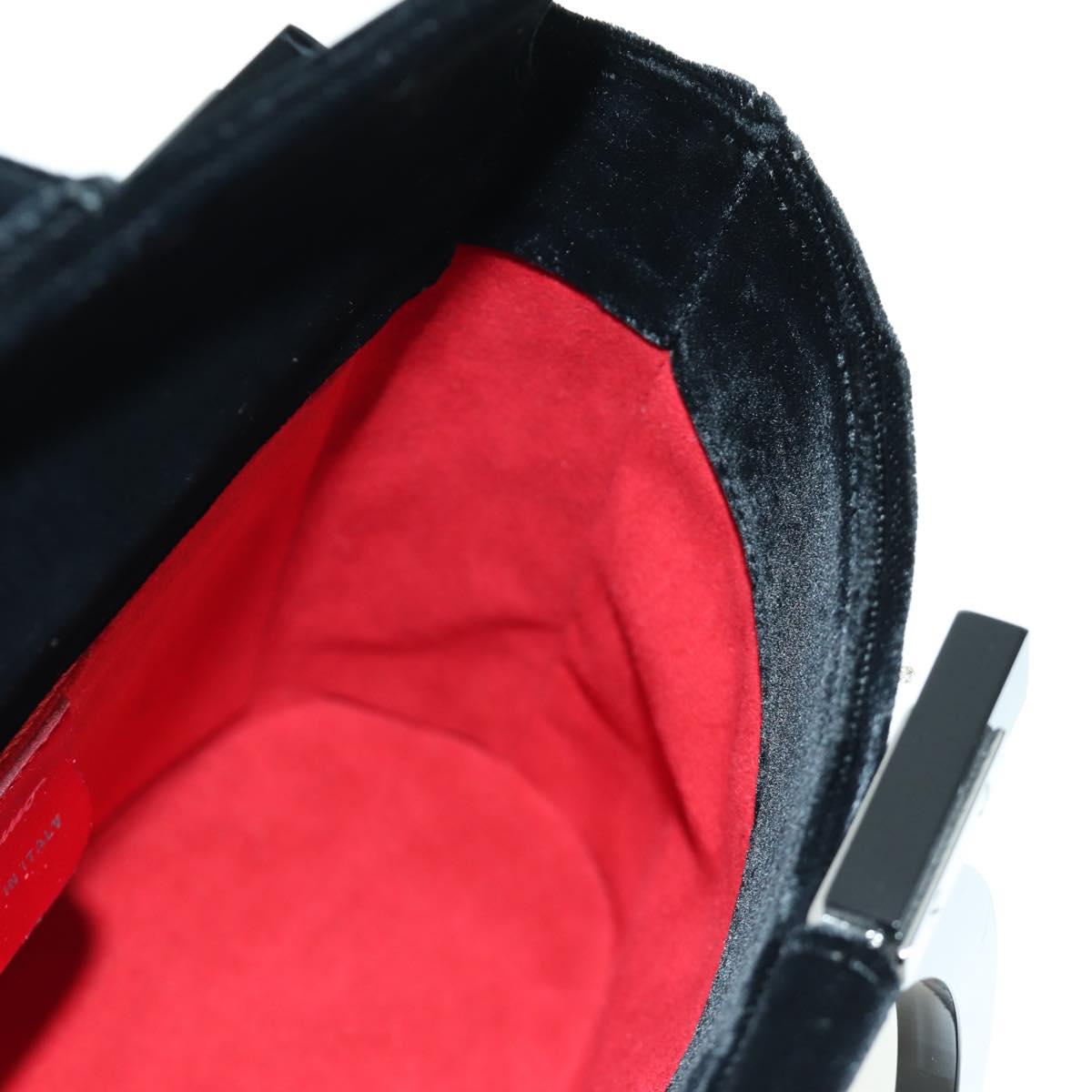 Salvatore Ferragamo beads Hand Bag Velor Black Silver Auth 172459V