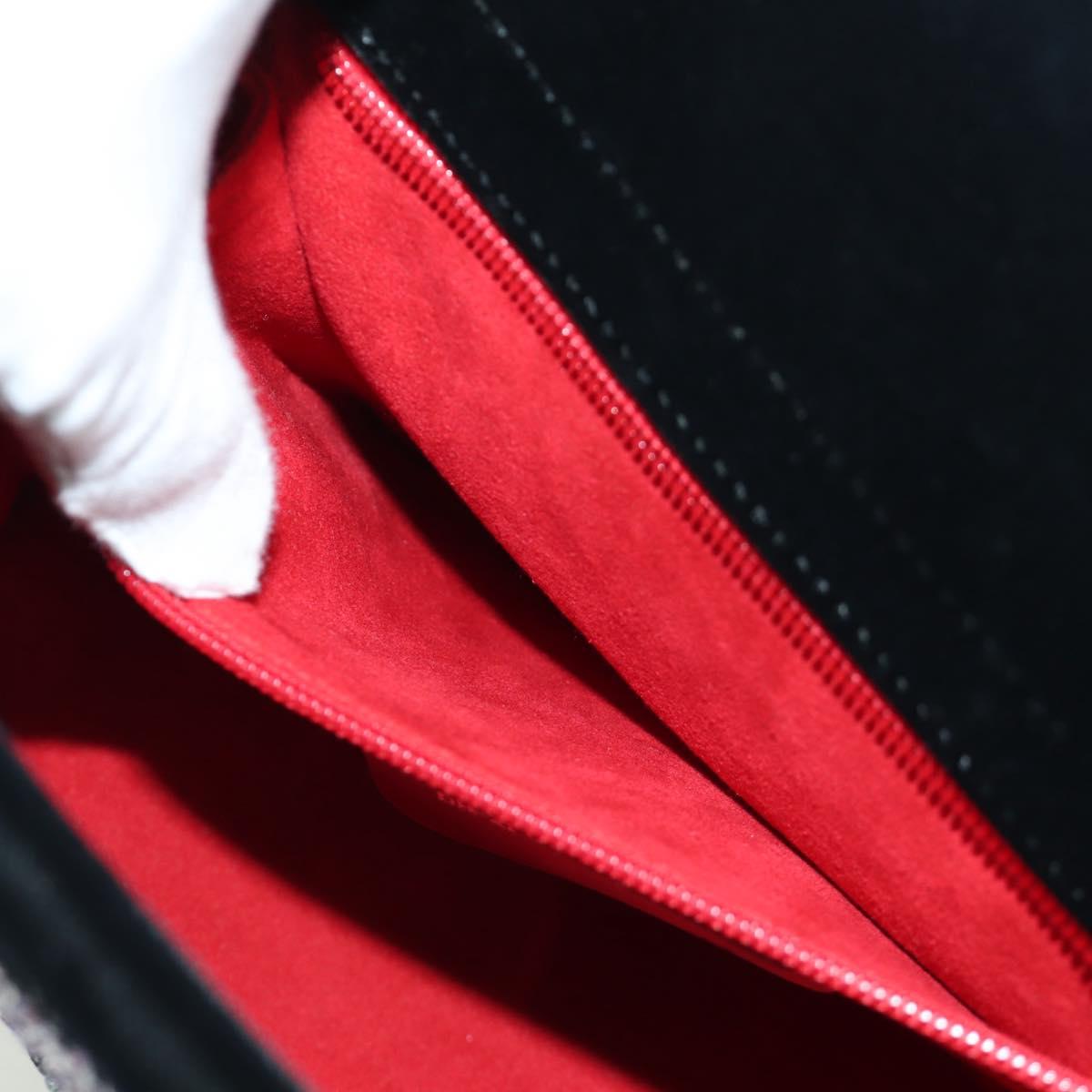 Salvatore Ferragamo beads Hand Bag Velor Black Silver Auth 172459V