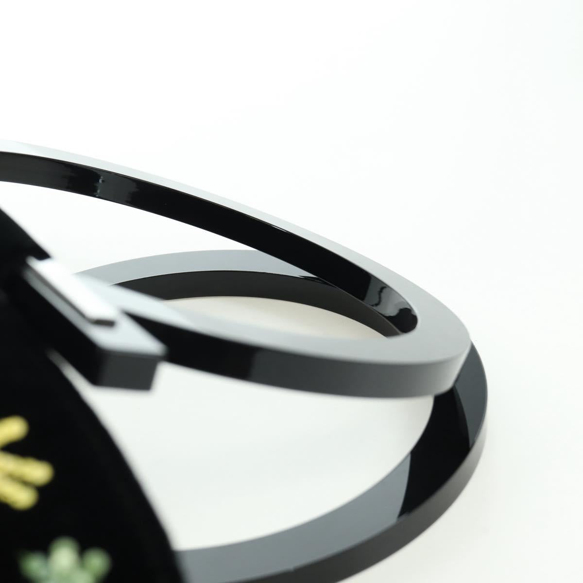 Salvatore Ferragamo beads Hand Bag Velor Black Silver Auth 172459V