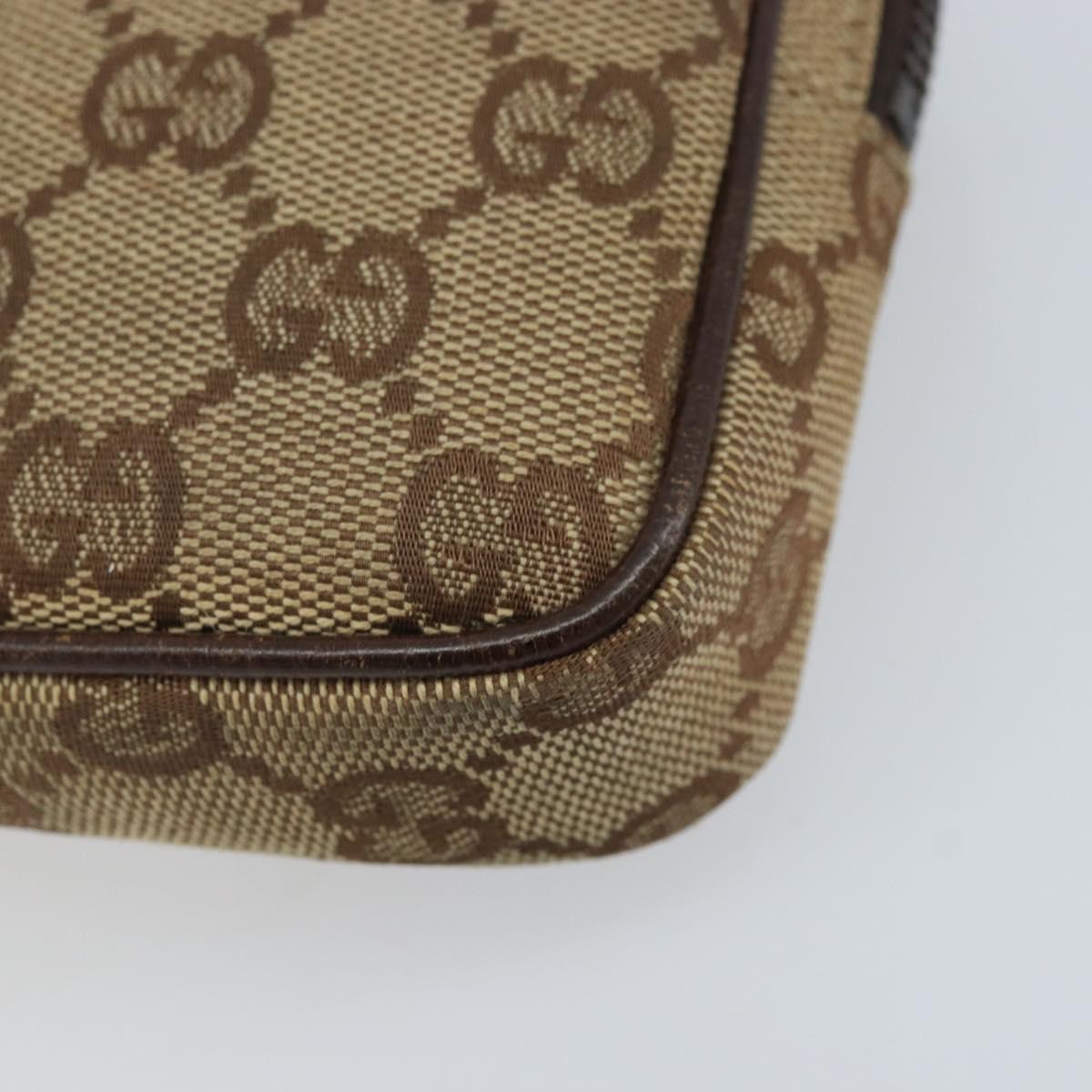 GUCCI GG Canvas Shoulder Bag Beige Silver 120975 Auth 172462