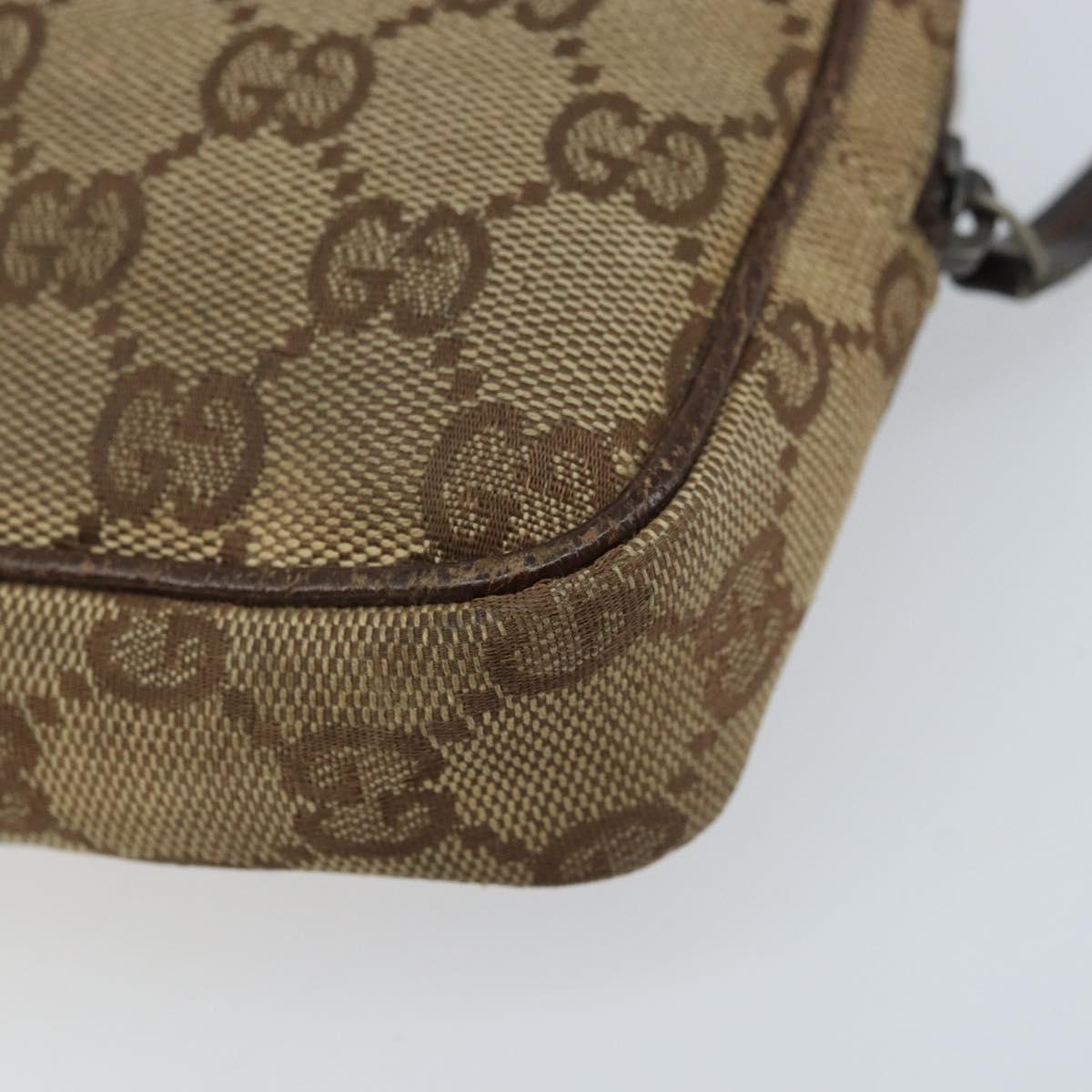 GUCCI GG Canvas Shoulder Bag Beige Silver 120975 Auth 172462