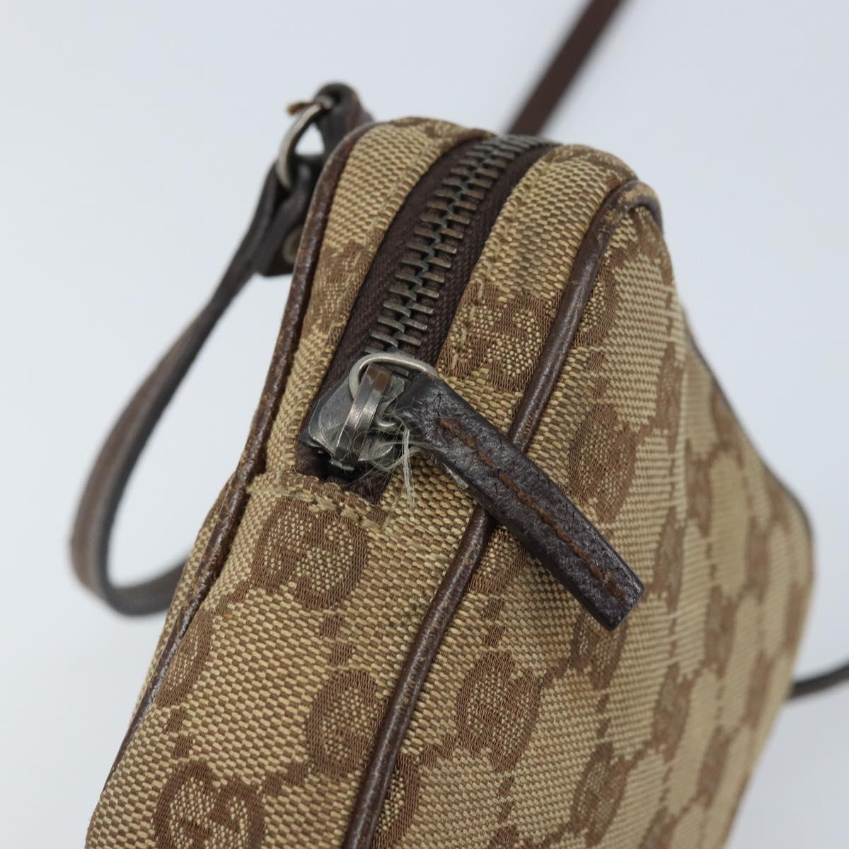 GUCCI GG Canvas Shoulder Bag Beige Silver 120975 Auth 172462