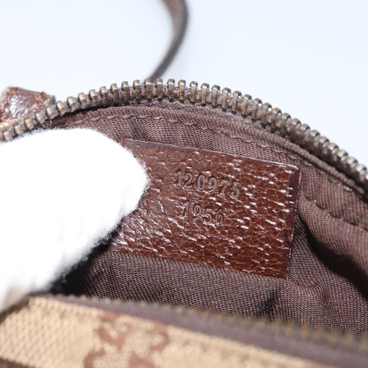 GUCCI GG Canvas Shoulder Bag Beige Silver 120975 Auth 172462