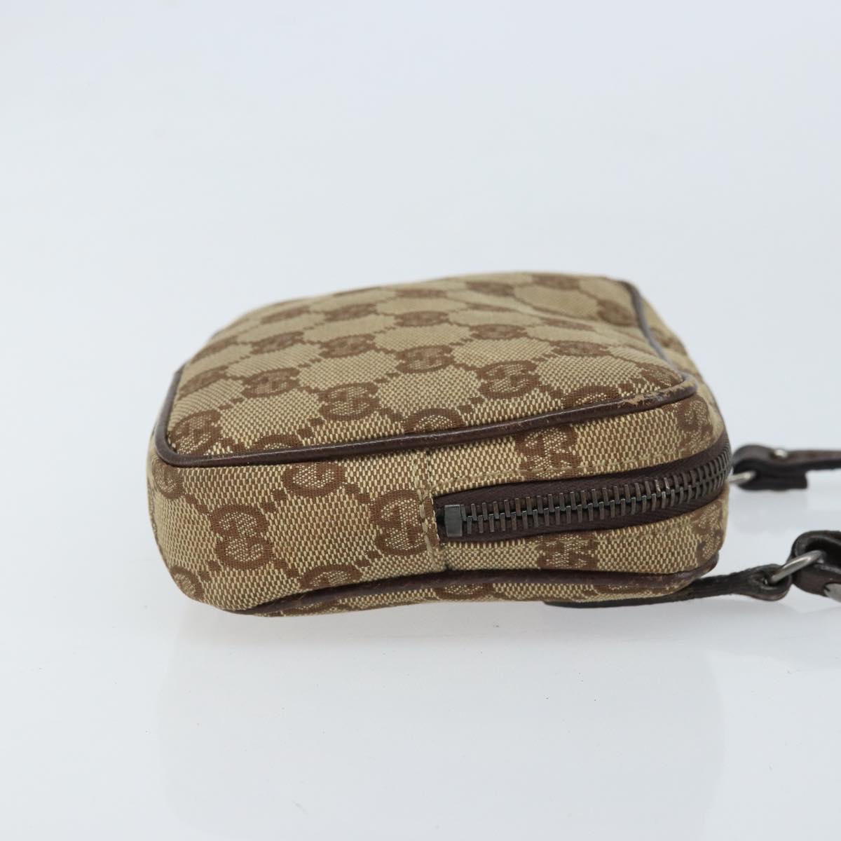 GUCCI GG Canvas Shoulder Bag Beige Silver 120975 Auth 172462