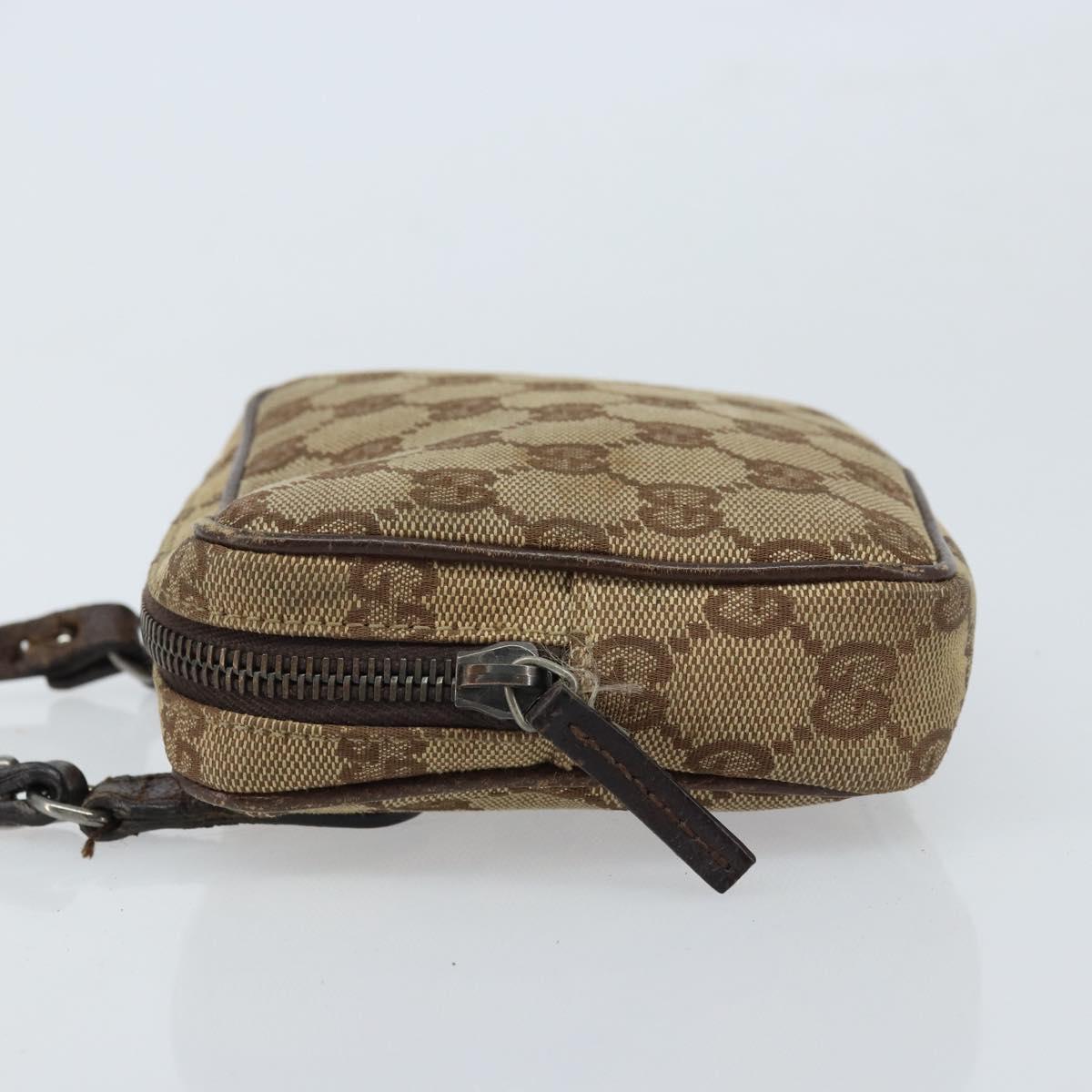 GUCCI GG Canvas Shoulder Bag Beige Silver 120975 Auth 172462