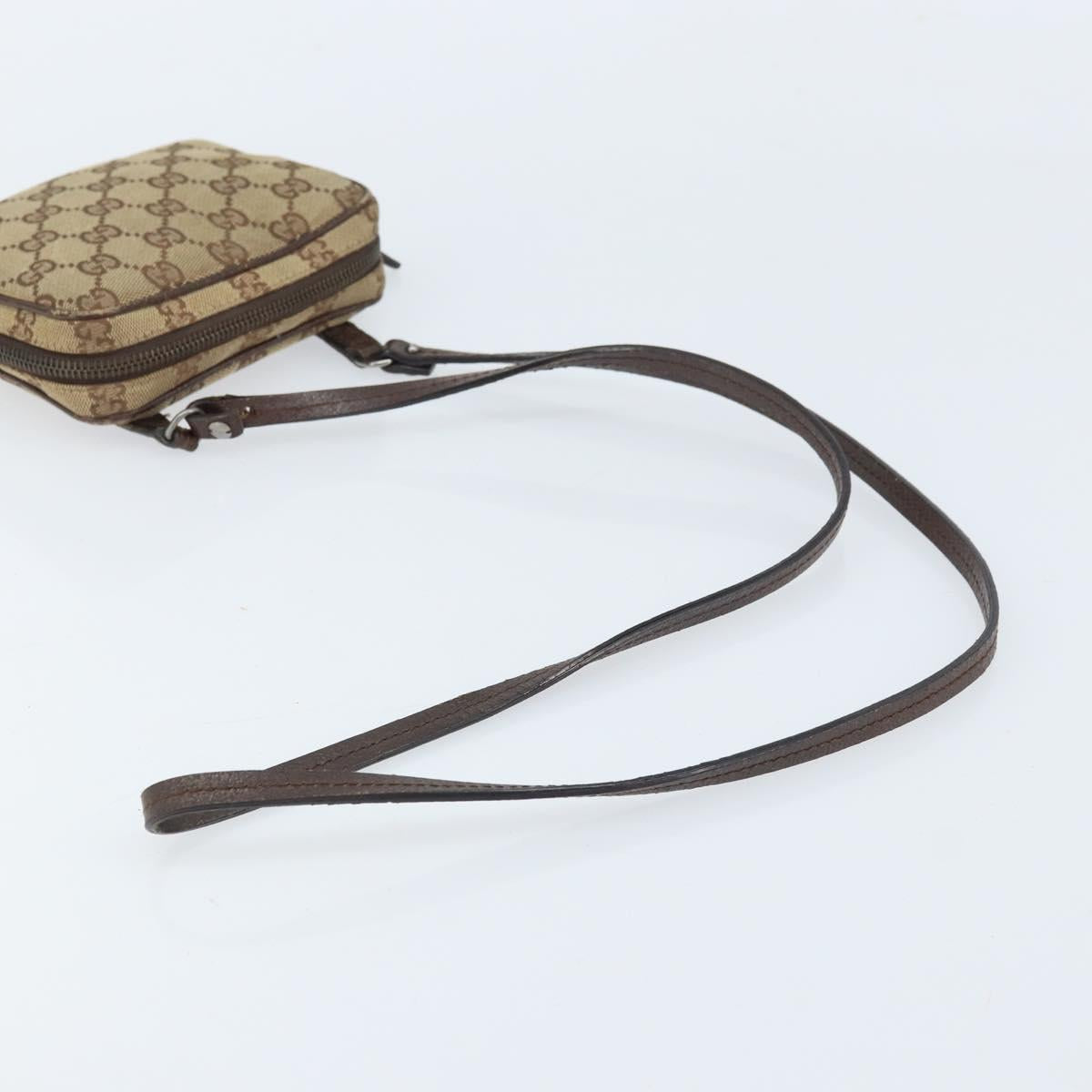 GUCCI GG Canvas Shoulder Bag Beige Silver 120975 Auth 172462