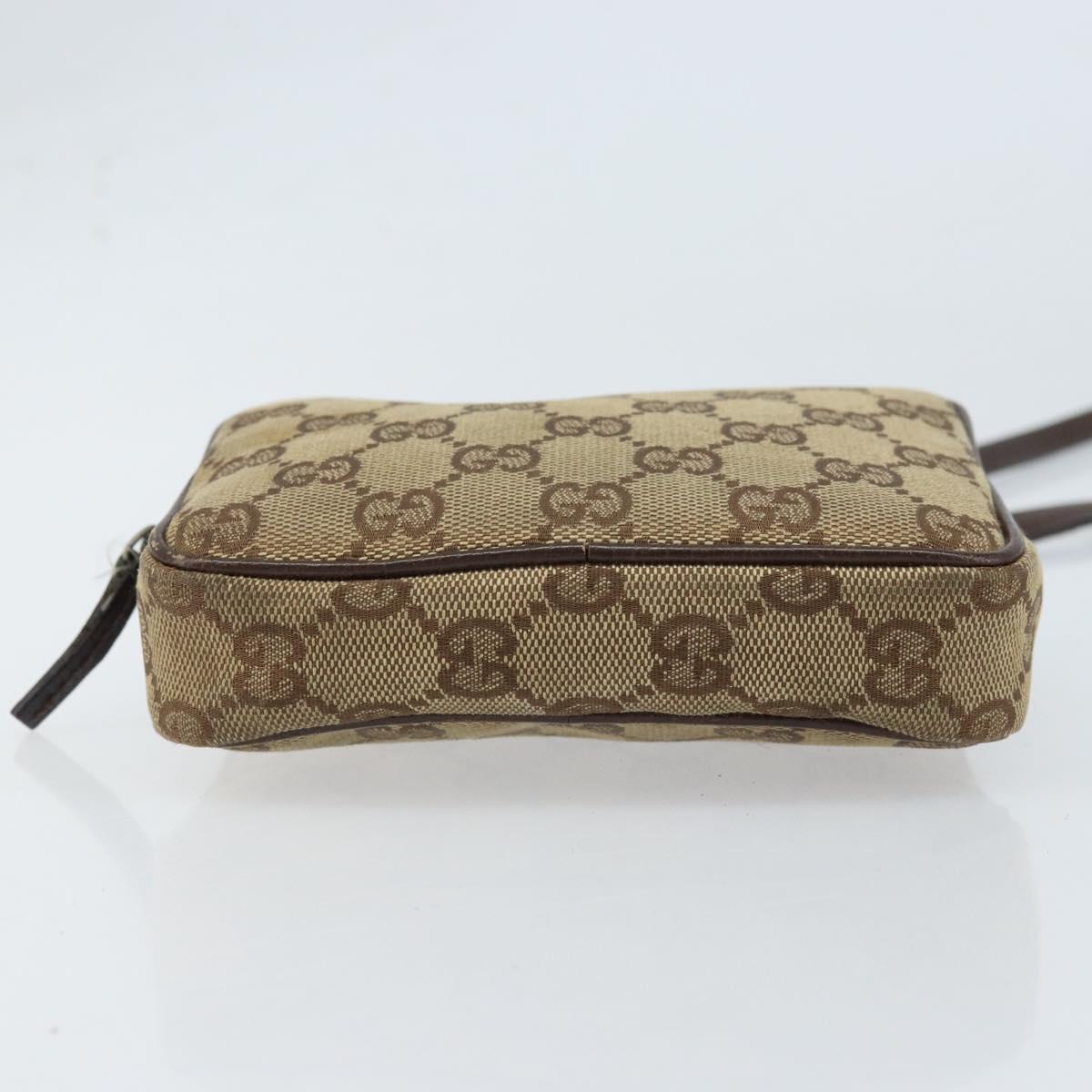 GUCCI GG Canvas Shoulder Bag Beige Silver 120975 Auth 172462