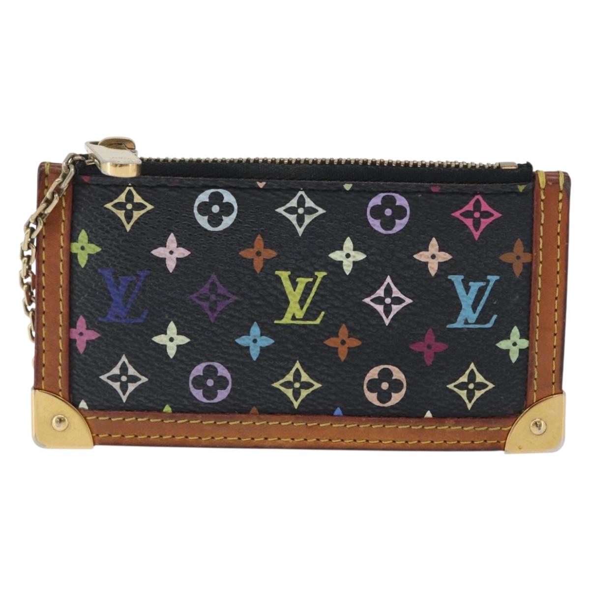 LOUIS VUITTON Multicolor Pochette Cles Coin Purse Black M13664 LV Auth 172463A