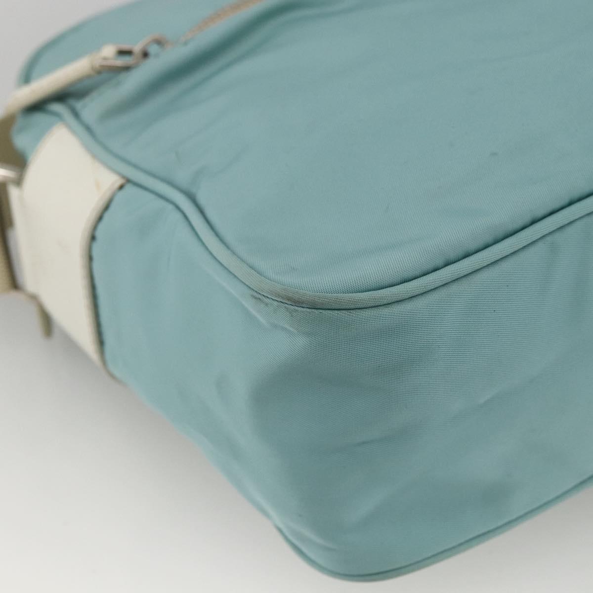 PRADA Shoulder Bag Nylon Light Blue Silver Auth 172476A