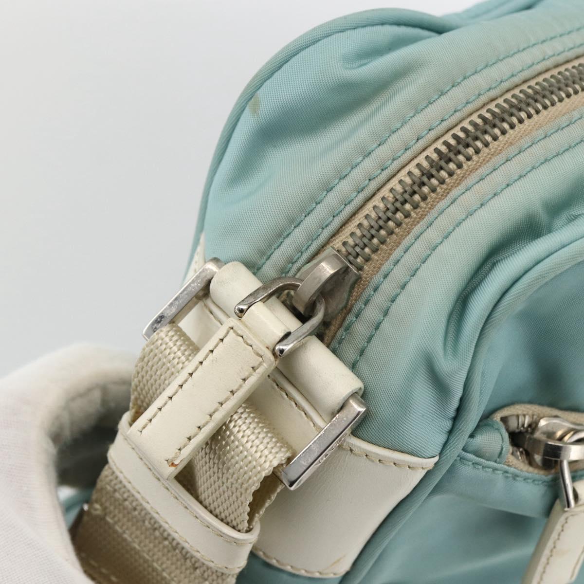 PRADA Shoulder Bag Nylon Light Blue Silver Auth 172476A