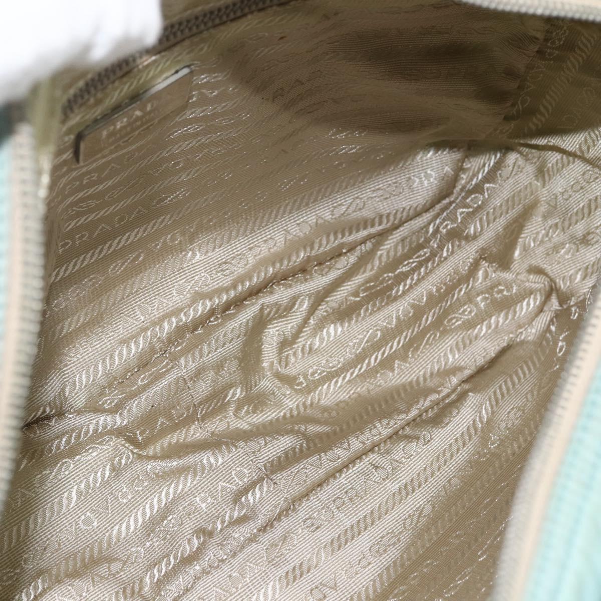 PRADA Shoulder Bag Nylon Light Blue Silver Auth 172476A