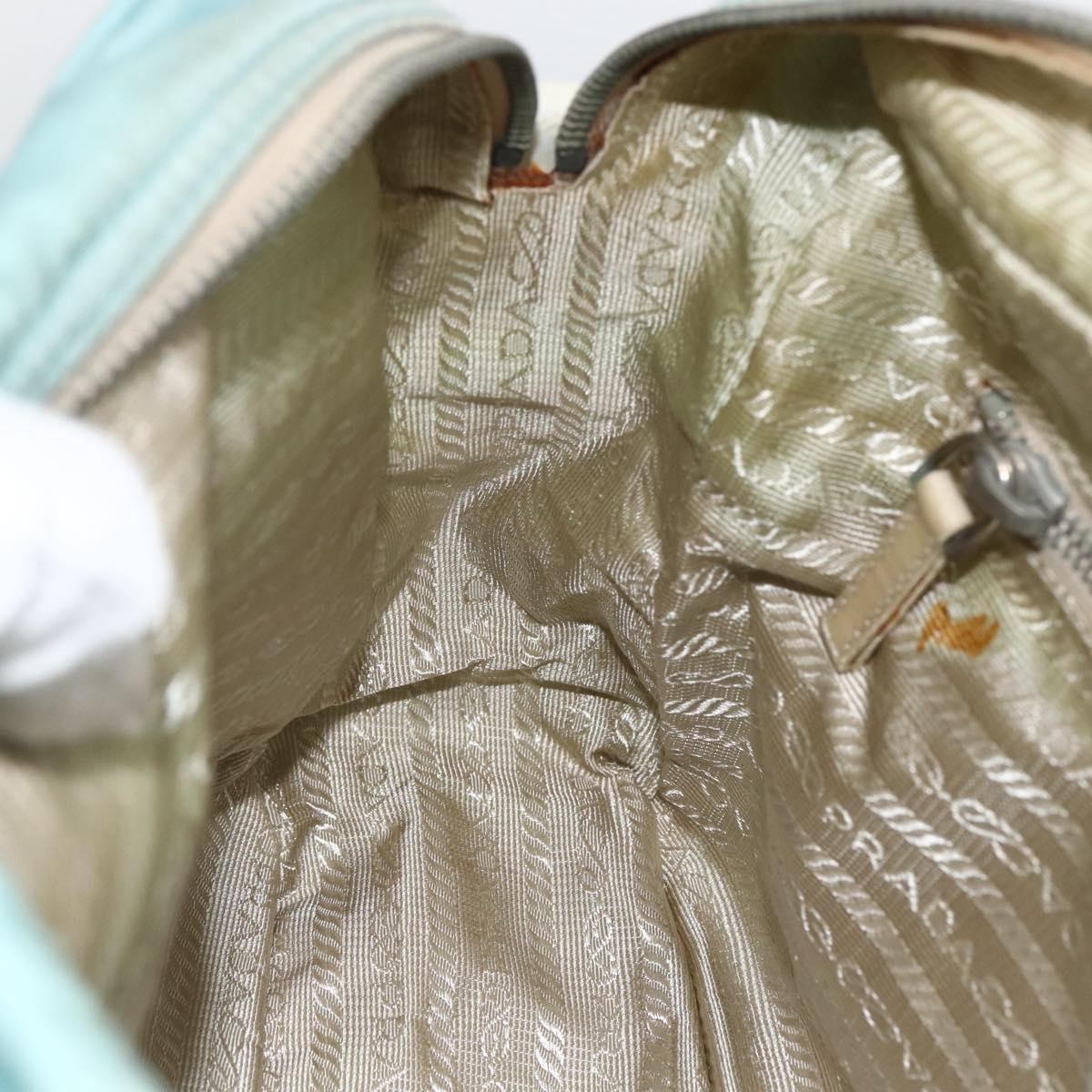 PRADA Shoulder Bag Nylon Light Blue Silver Auth 172476A