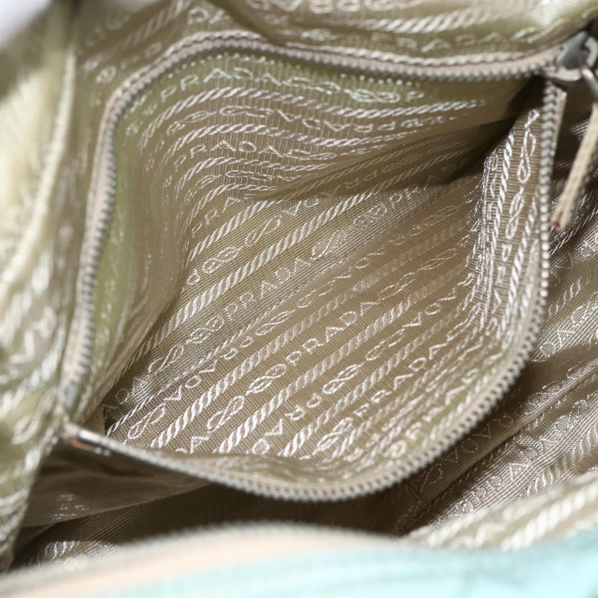 PRADA Shoulder Bag Nylon Light Blue Silver Auth 172476A