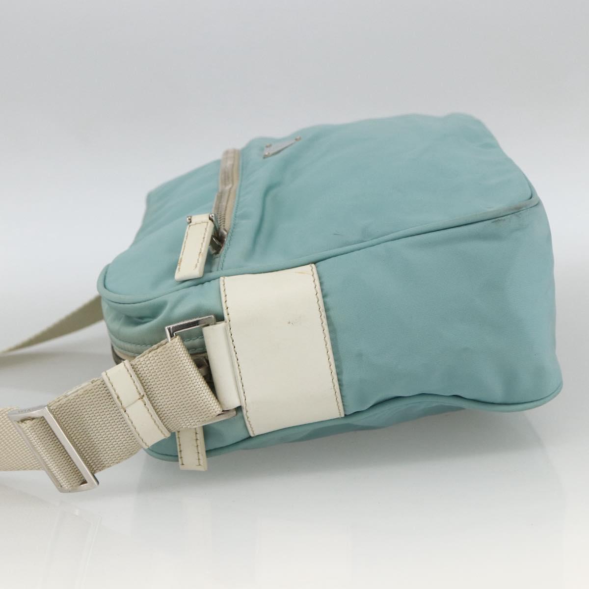 PRADA Shoulder Bag Nylon Light Blue Silver Auth 172476A