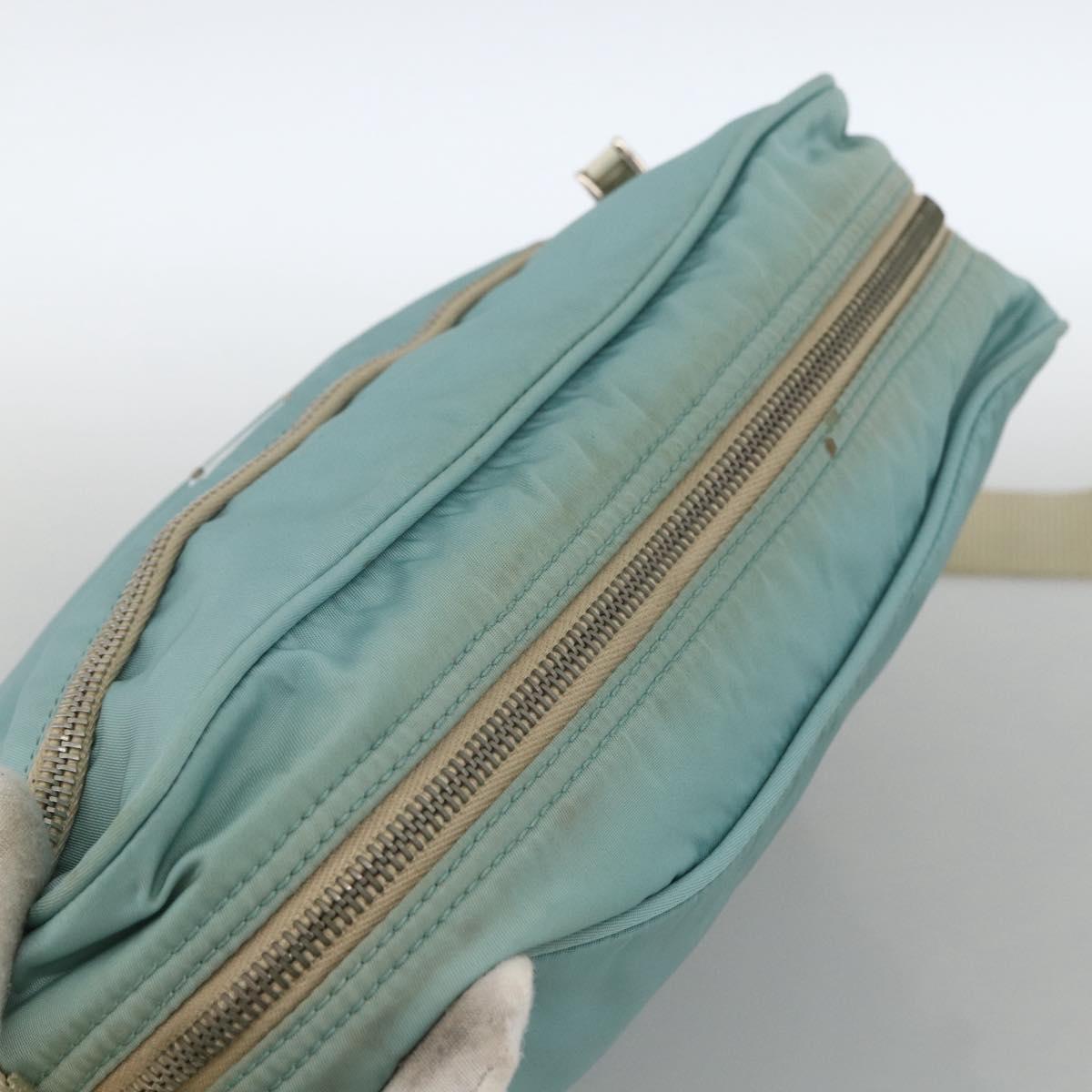 PRADA Shoulder Bag Nylon Light Blue Silver Auth 172476A