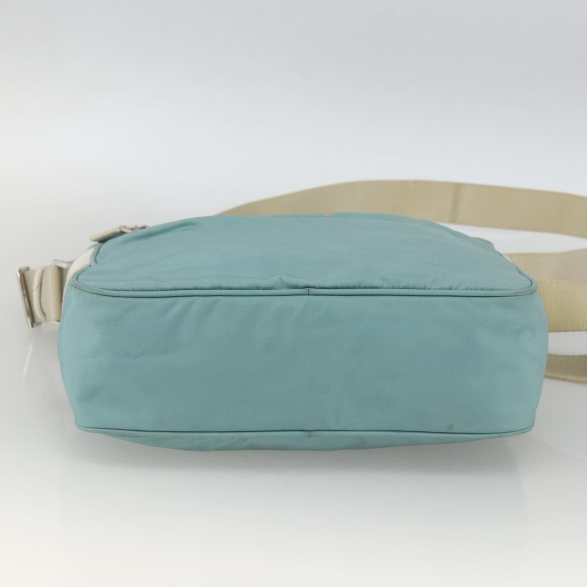 PRADA Shoulder Bag Nylon Light Blue Silver Auth 172476A