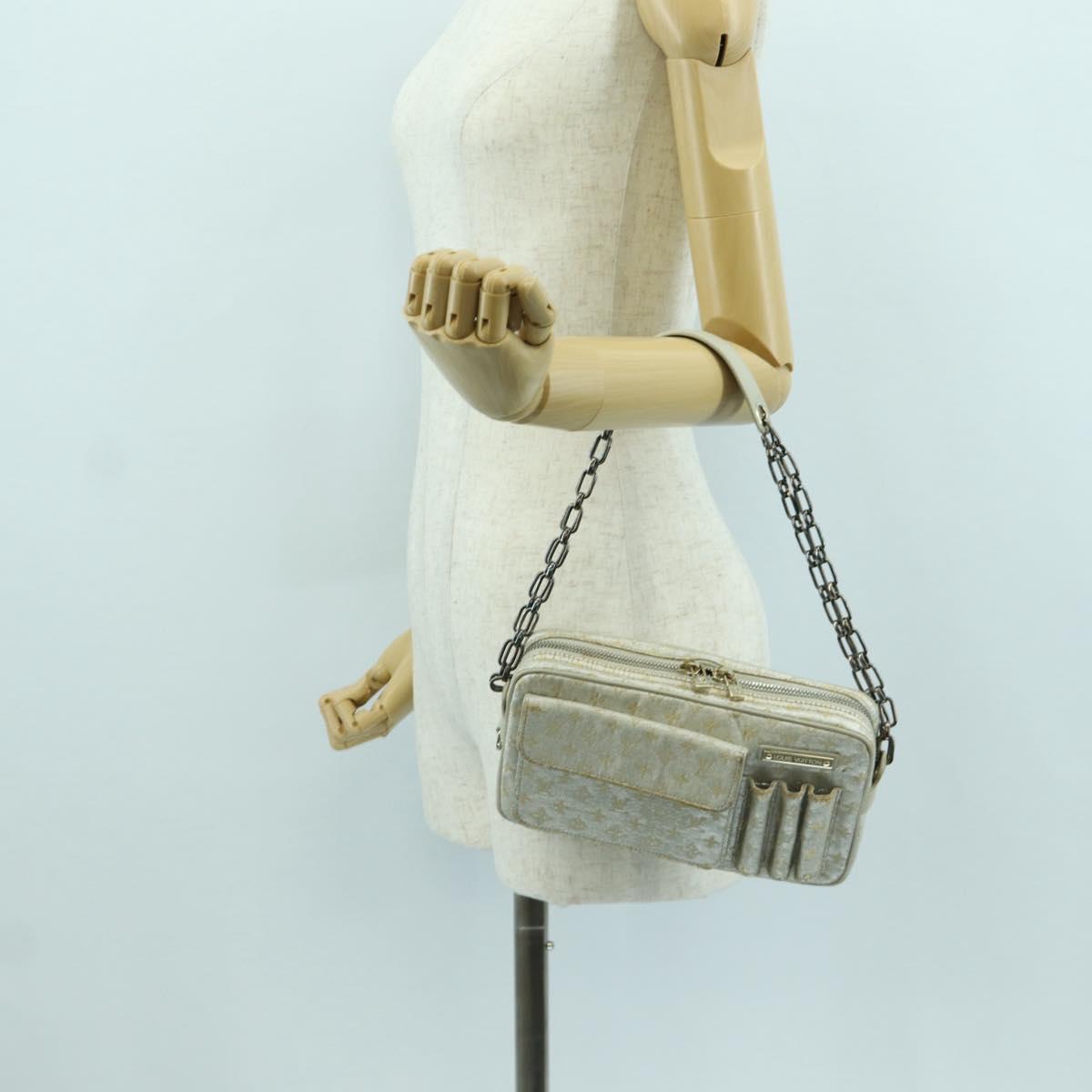 LOUIS VUITTON Monogram Shine Chain McKenna Bag Silver M92362 LV Auth 172477A