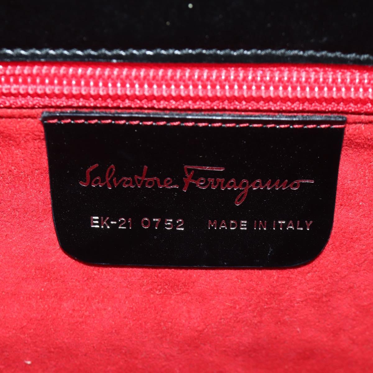 Salvatore Ferragamo Gancini Hand Bag Leather Black Silver Auth 172480V