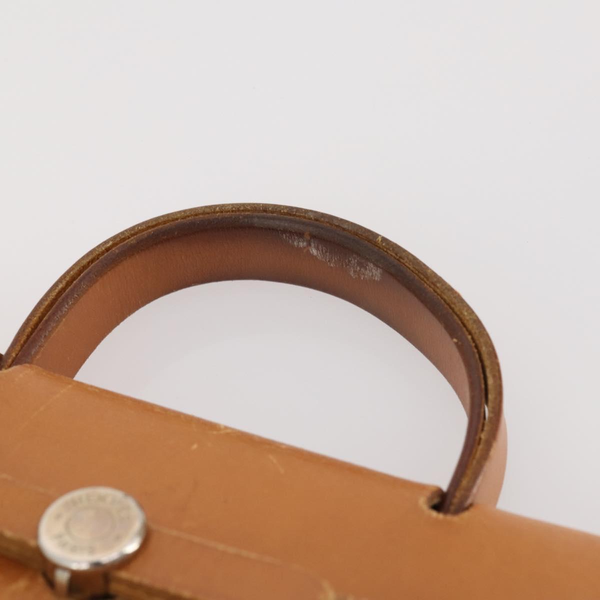HERMES Herbag Ad PM Backpack Canvas Leather 2way Beige Silver Auth 172481