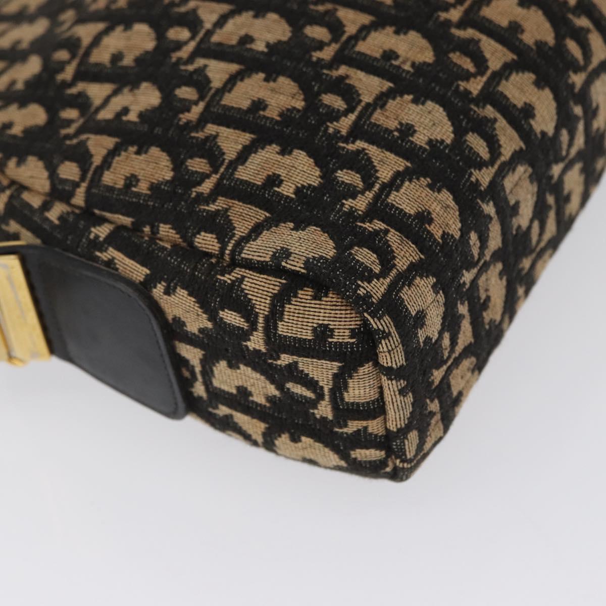 Christian Dior Trotter Canvas Shoulder Bag Navy Gold Auth 172485