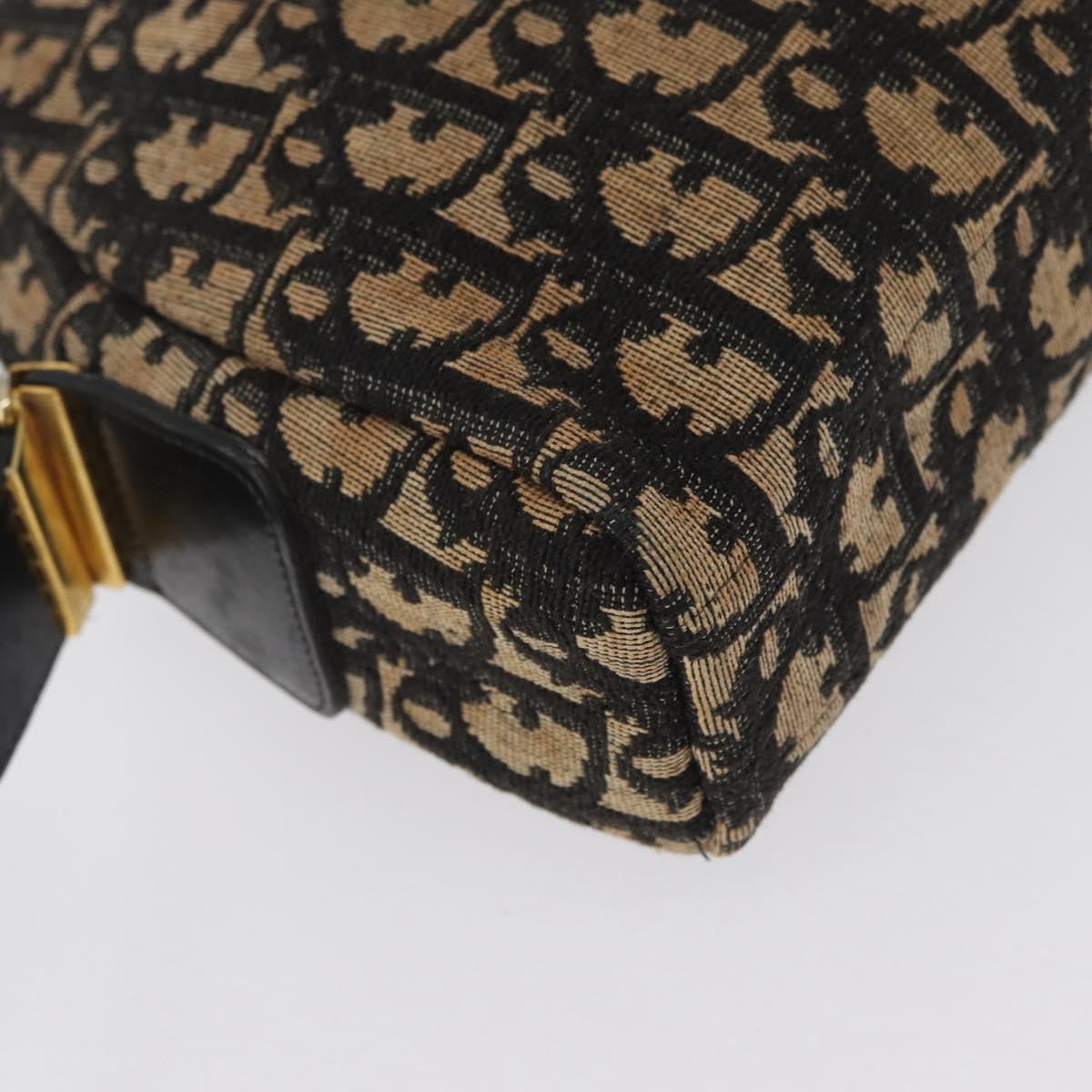 Christian Dior Trotter Canvas Shoulder Bag Navy Gold Auth 172485