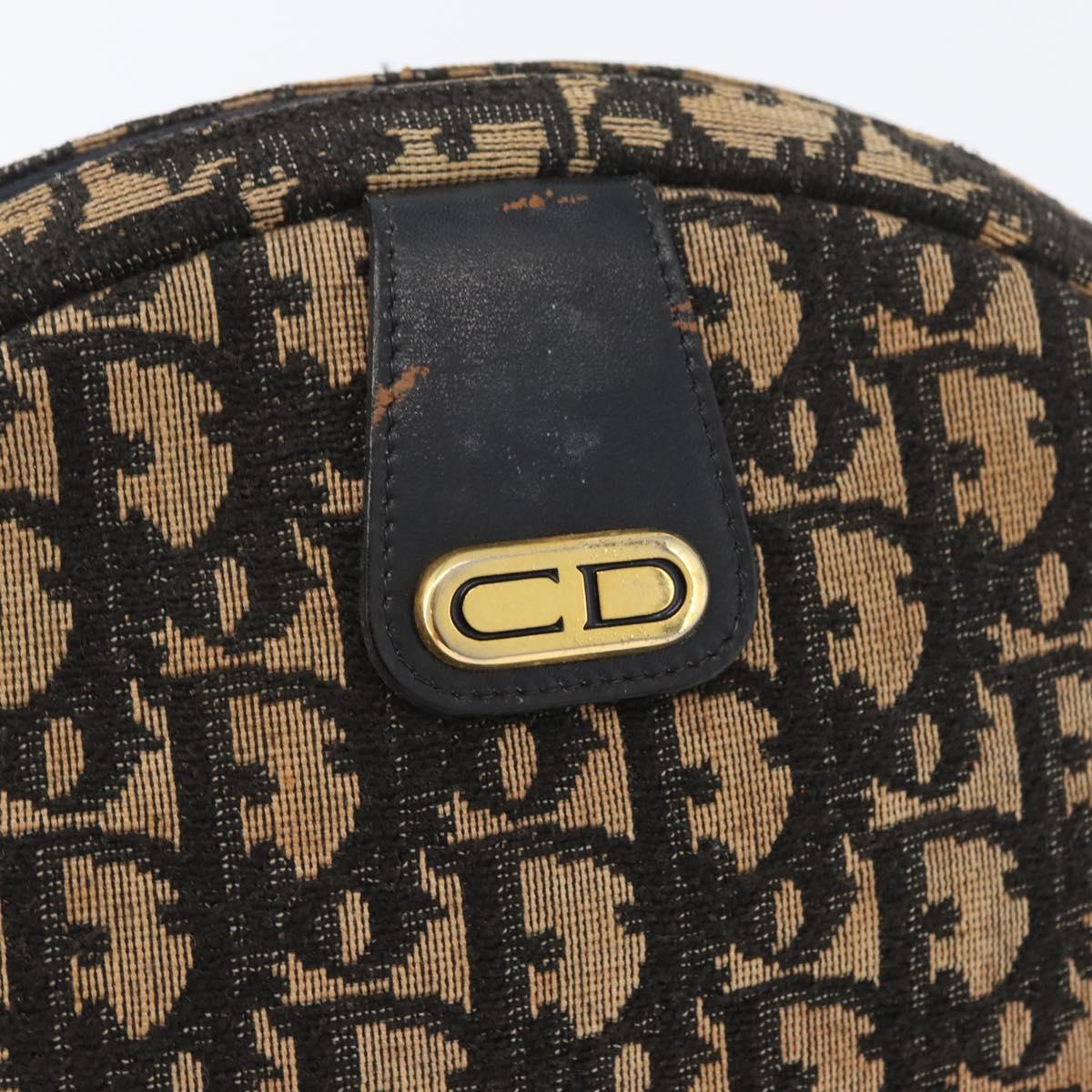 Christian Dior Trotter Canvas Shoulder Bag Navy Gold Auth 172485