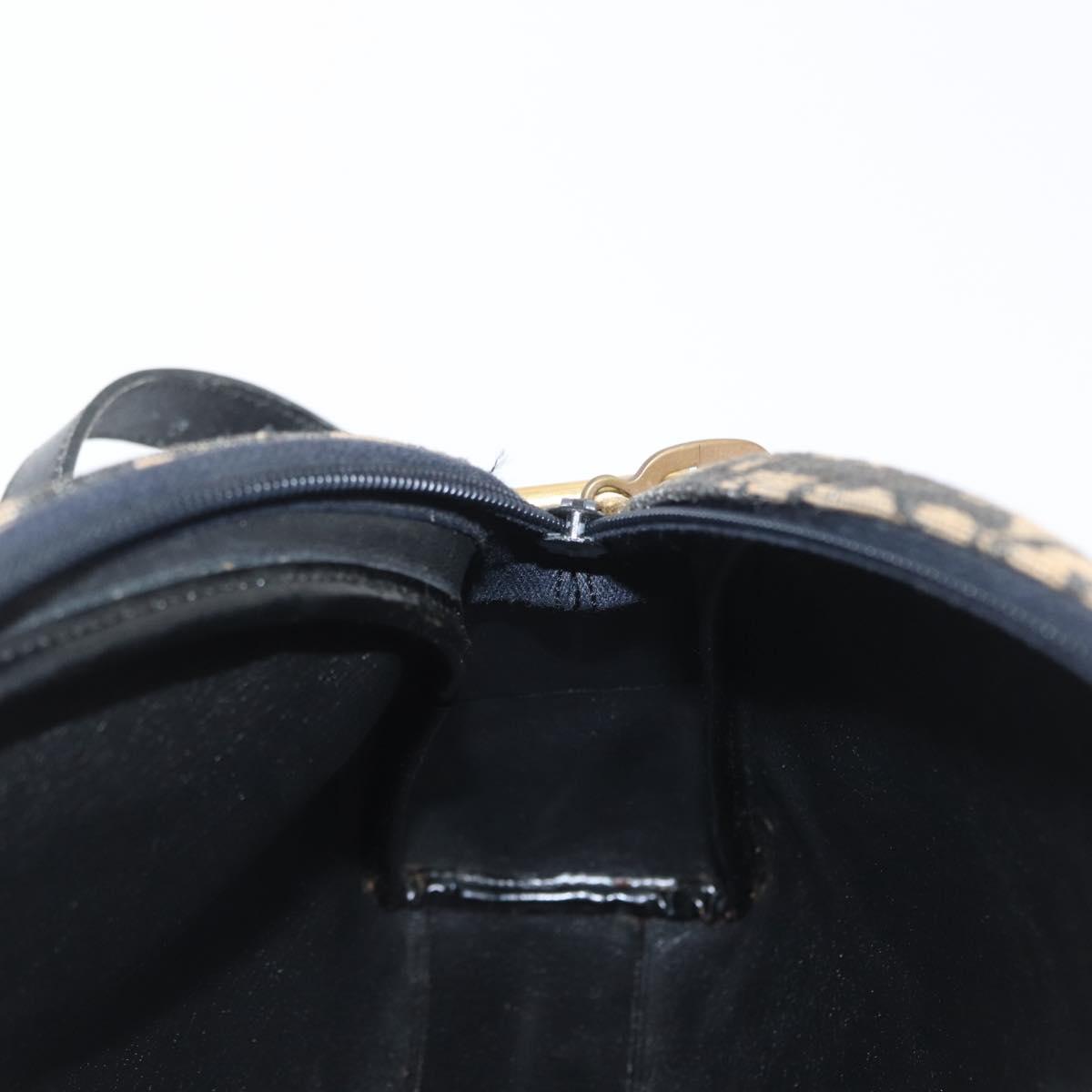 Christian Dior Trotter Canvas Shoulder Bag Navy Gold Auth 172485