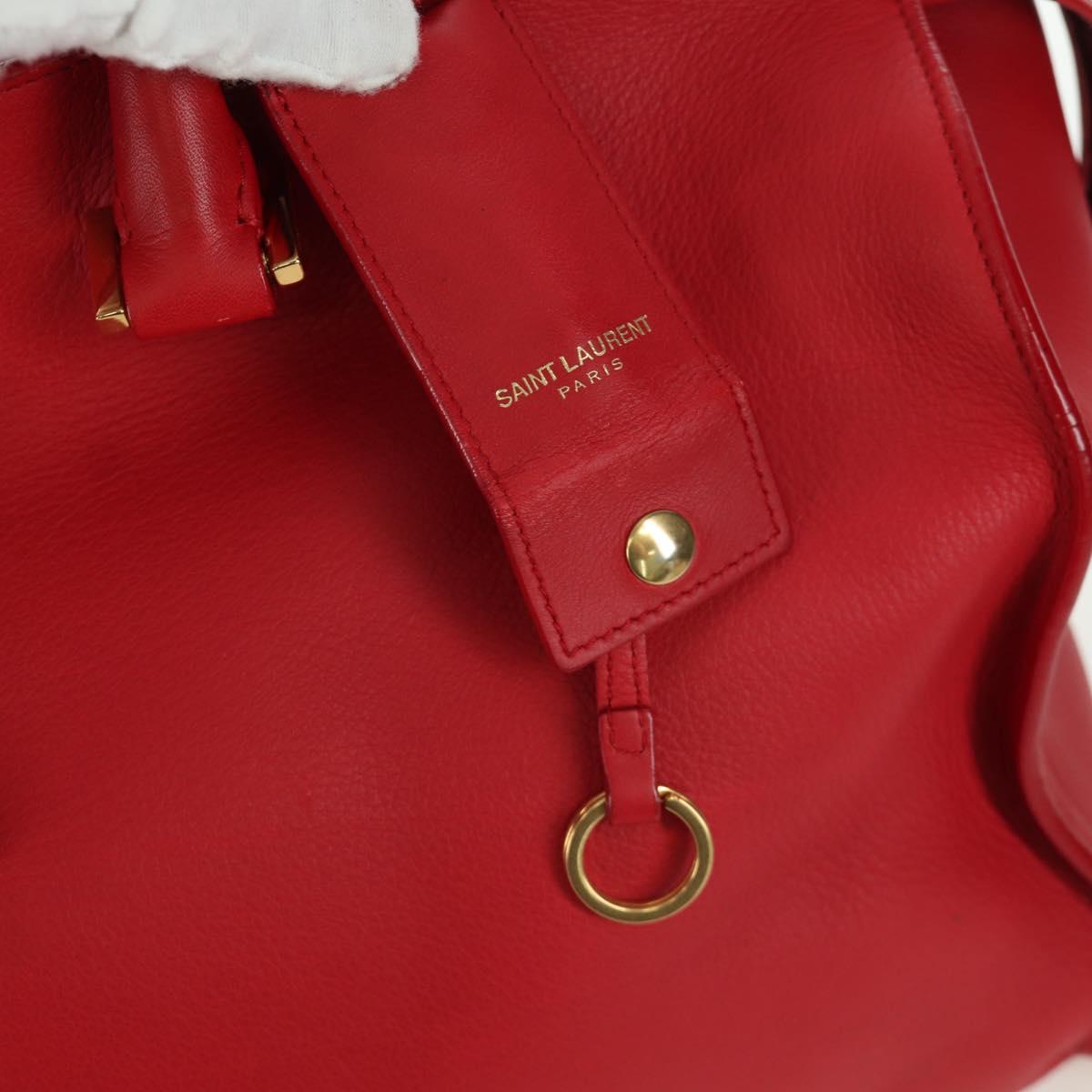 SAINT LAURENT Cabas Classic Hand Bag Leather Red Gold 311208 Auth 172487M