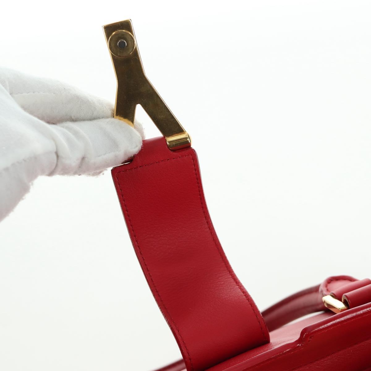 SAINT LAURENT Cabas Classic Hand Bag Leather Red Gold 311208 Auth 172487M