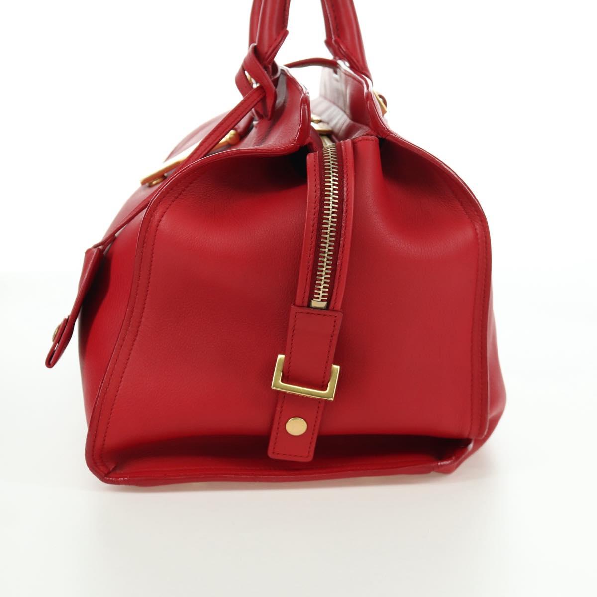 SAINT LAURENT Cabas Classic Hand Bag Leather Red Gold 311208 Auth 172487M