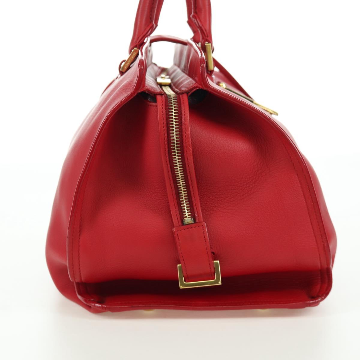 SAINT LAURENT Cabas Classic Hand Bag Leather Red Gold 311208 Auth 172487M