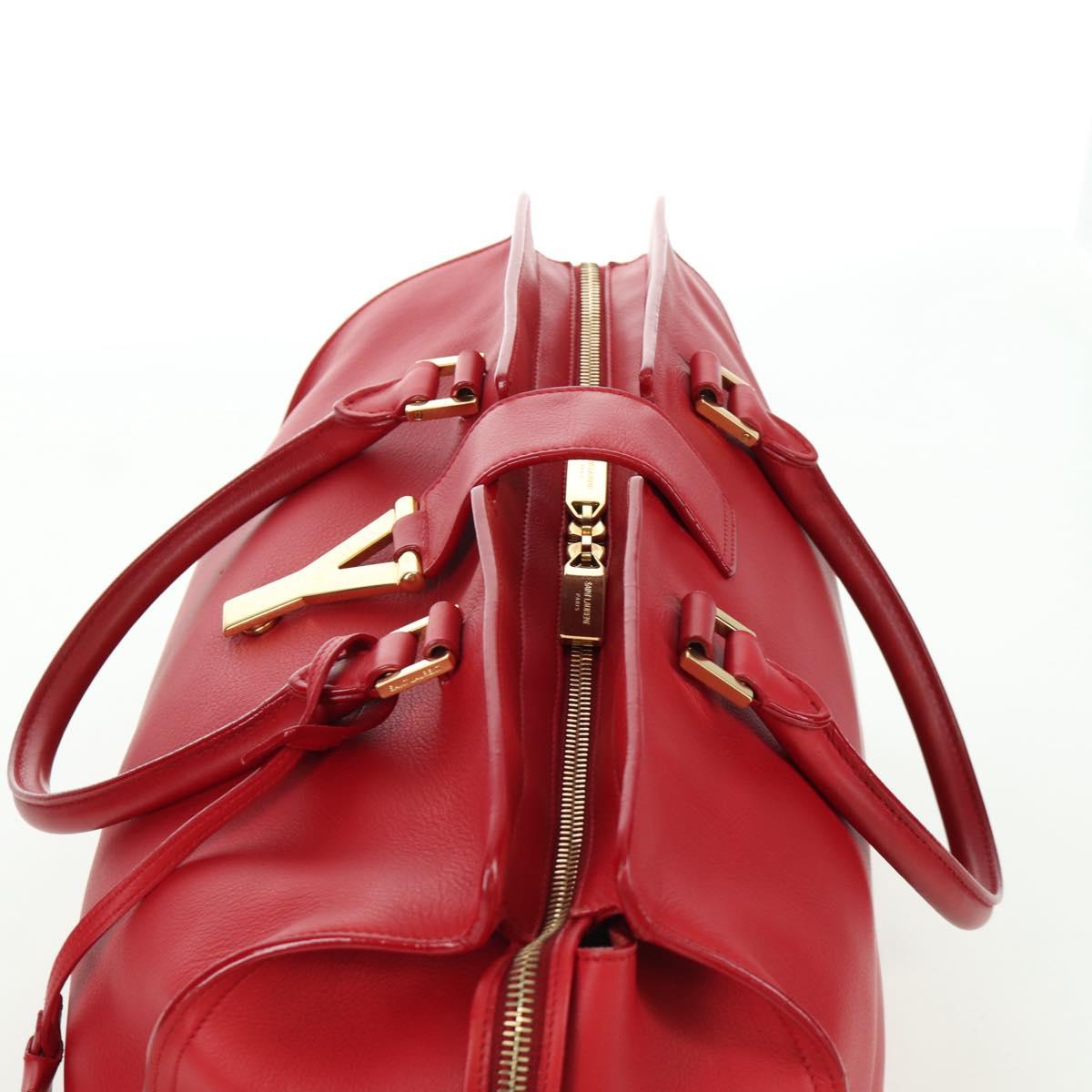 SAINT LAURENT Cabas Classic Hand Bag Leather Red Gold 311208 Auth 172487M