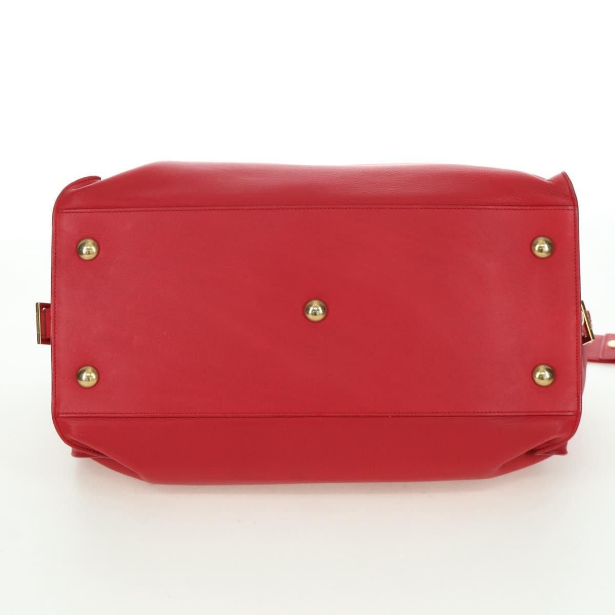 SAINT LAURENT Cabas Classic Hand Bag Leather Red Gold 311208 Auth 172487M