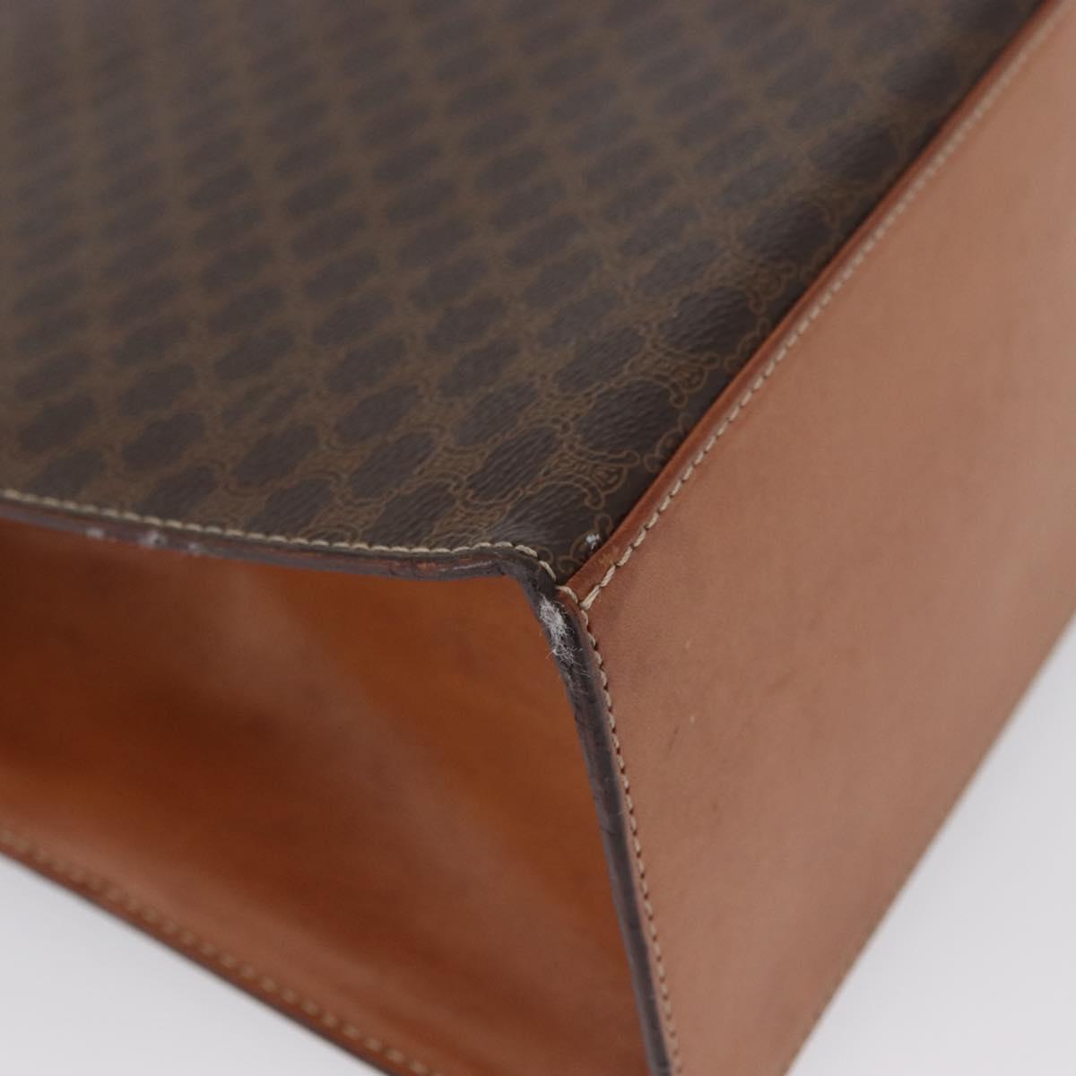 CELINE Macadam Canvas Hand Bag PVC Leather Brown Gold Auth 172507