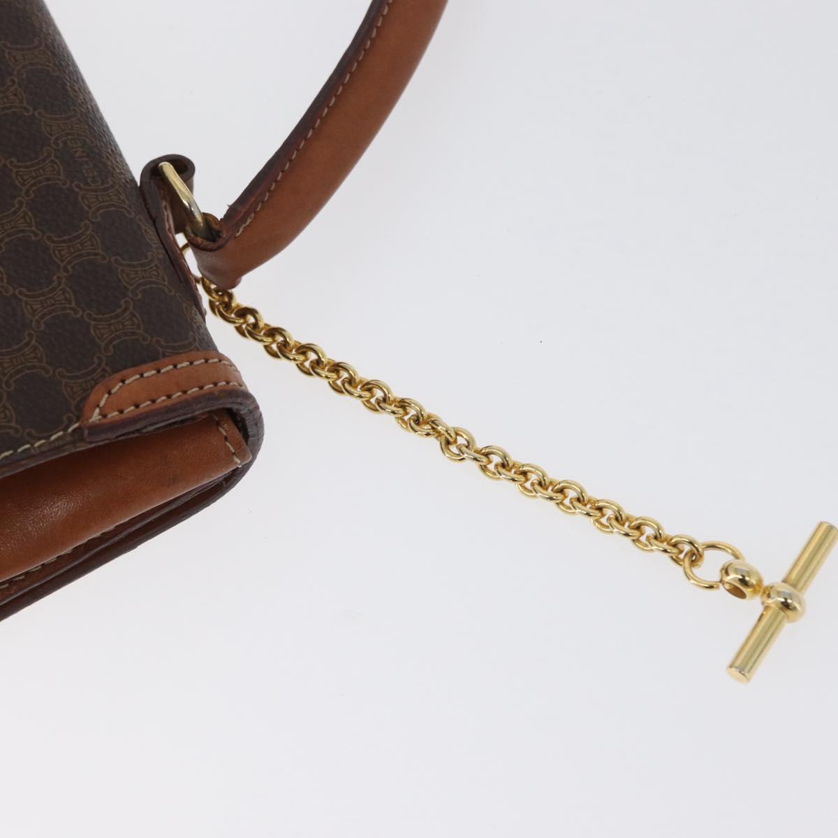 CELINE Macadam Canvas Hand Bag PVC Leather Brown Gold Auth 172507