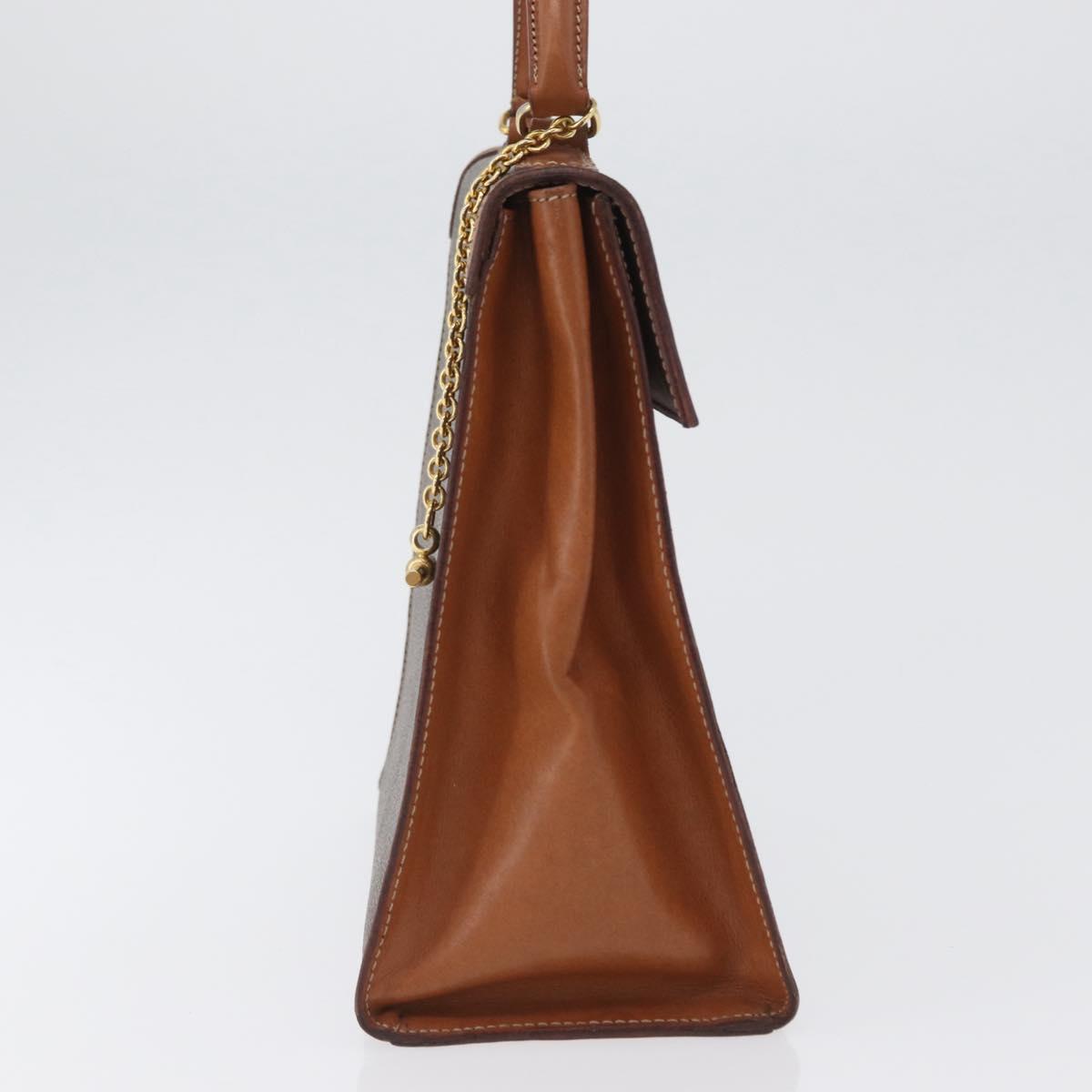 CELINE Macadam Canvas Hand Bag PVC Leather Brown Gold Auth 172507