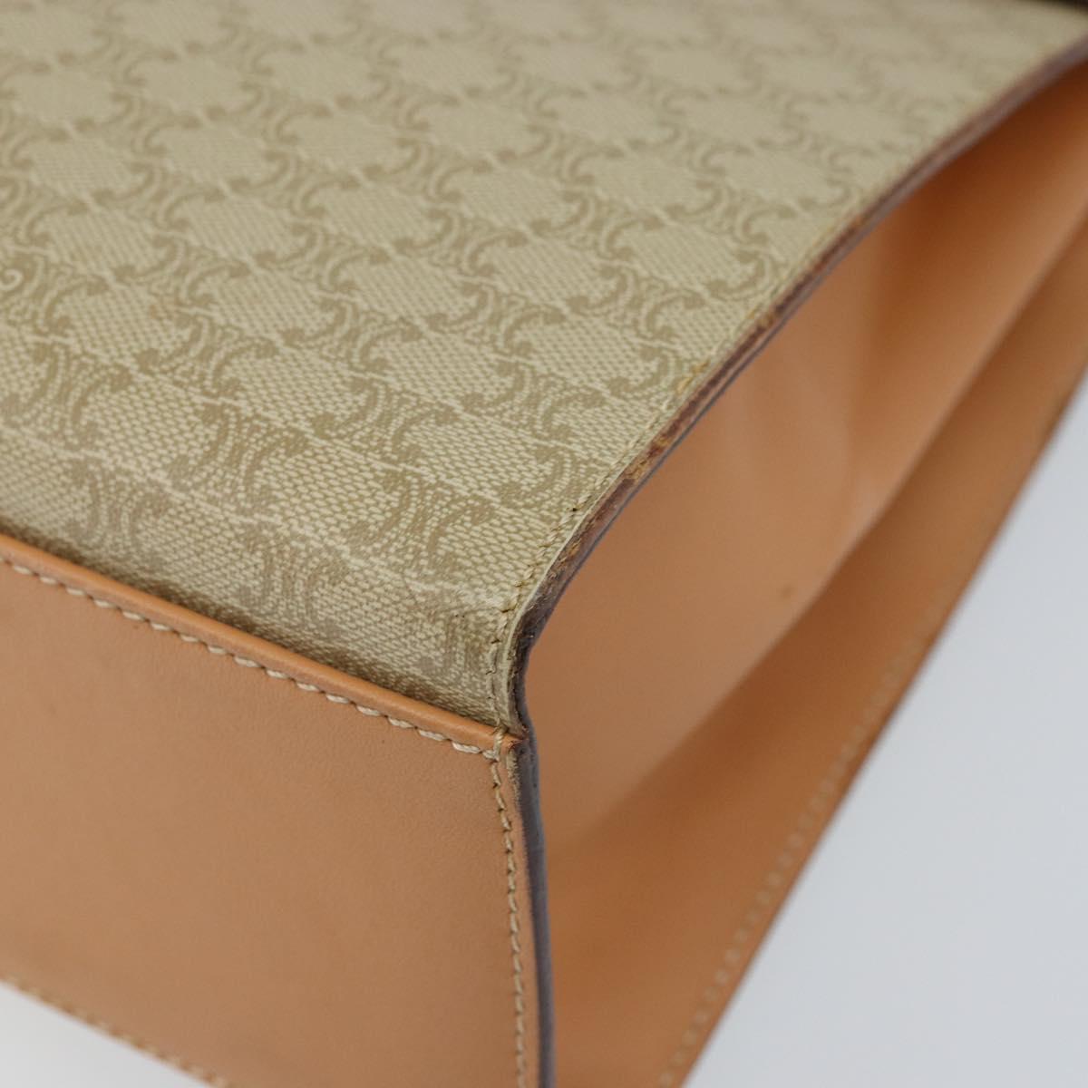 CELINE Macadam Canvas Hand Bag PVC 2way Beige Gold Auth 172510A