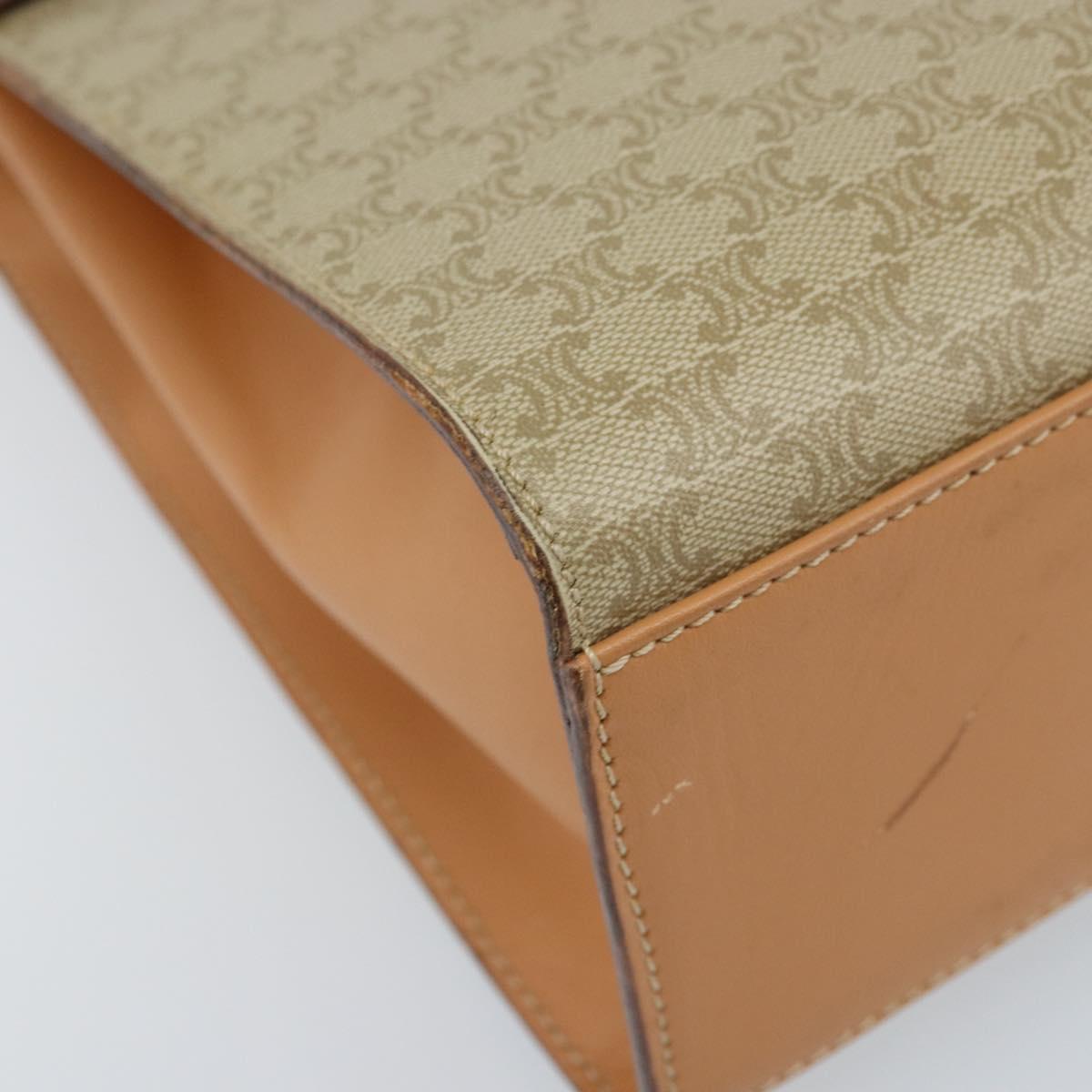 CELINE Macadam Canvas Hand Bag PVC 2way Beige Gold Auth 172510A